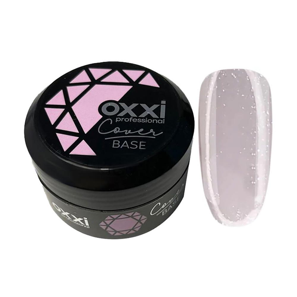 

Камуфлювальна база-коректор для гель-лаку Oxxi Professional Cover Base 37 Молочна з мікроблиском, 30 мл