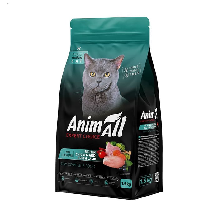 

Сухий корм для стерилізованих котів AnimAll з куркою та свіжою ягнятиною, 1.5 кг
