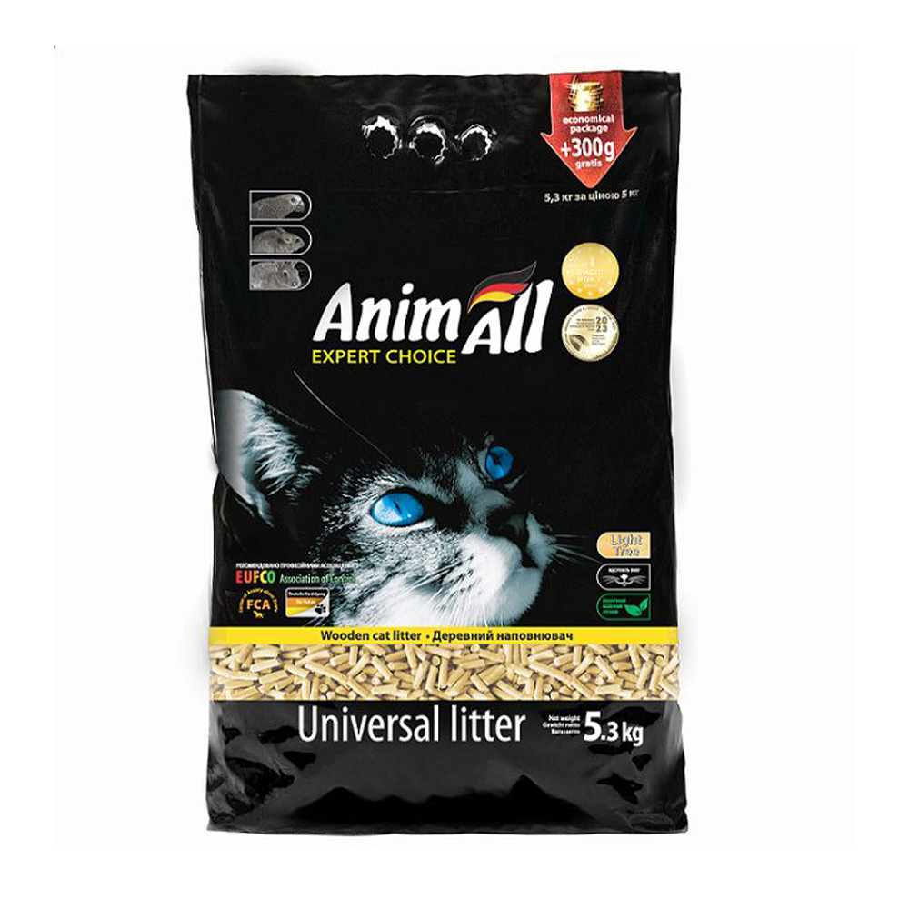 

Деревний наповнювач для котячого туалету AnimAll, 5.3 кг