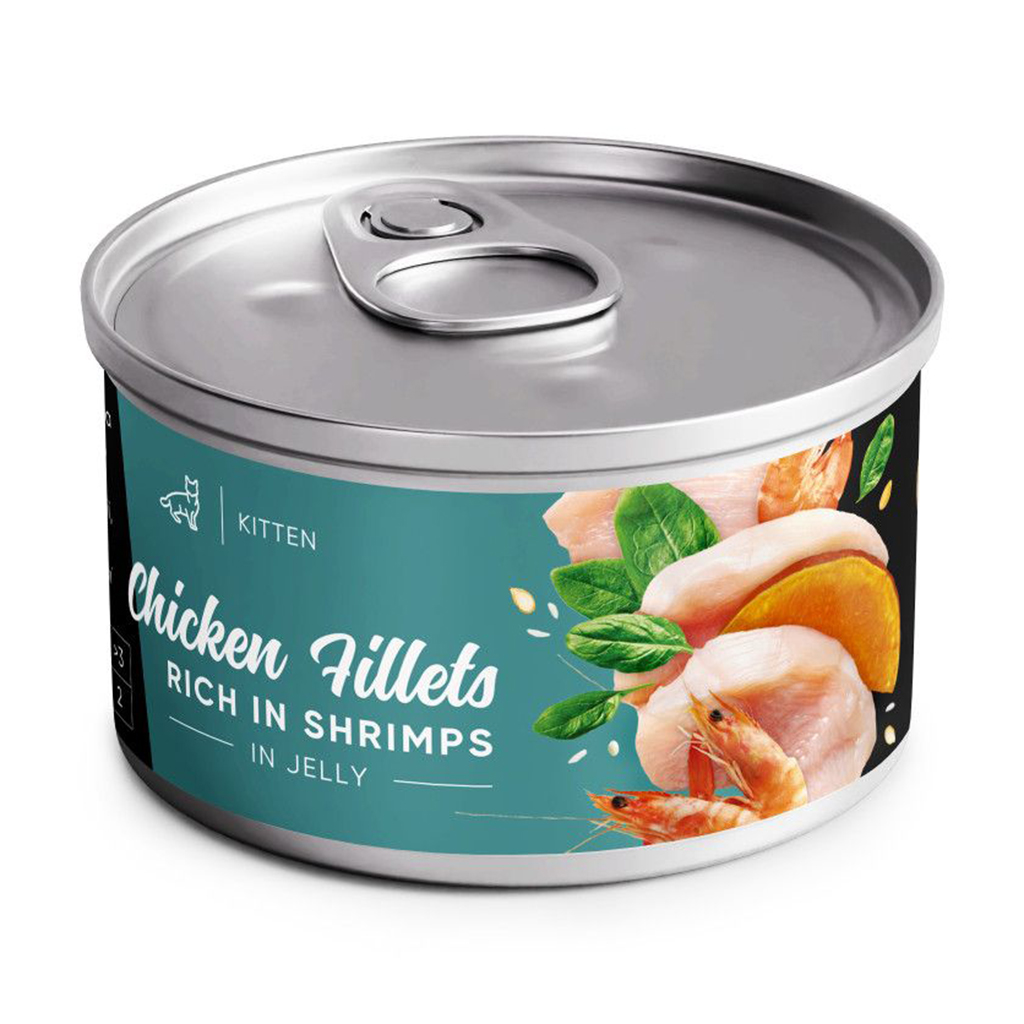 

Вологий корм для кошенят Savory Chicken Fillets Rich In Shrimps In Jelly філе курки з креветками в желе, 70 г