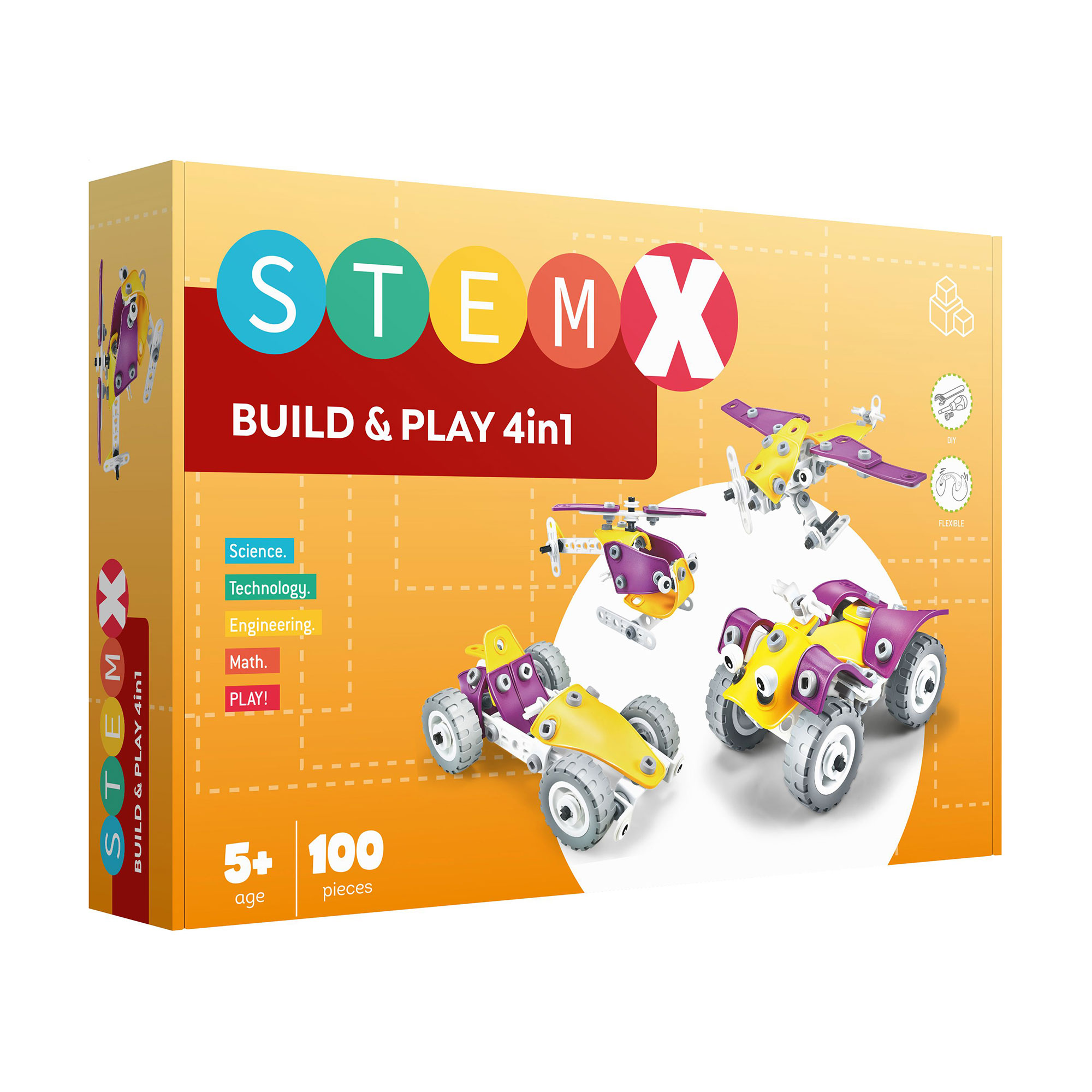 

Конструктор 4 в 1 Stem Build & Play з болтами, 100 деталей, від 5 років (6848454)
