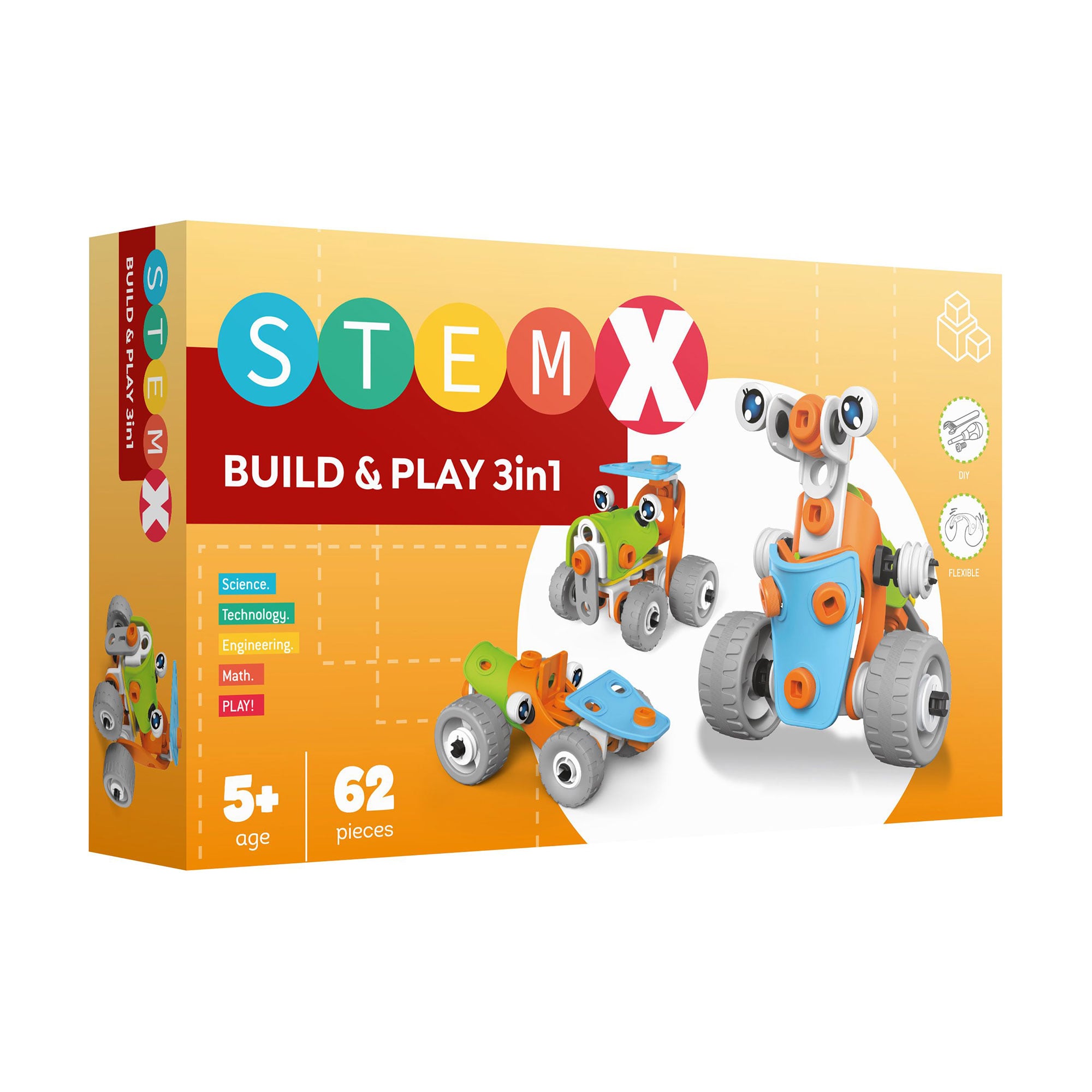 

Конструктор 3 в 1 Stem Build & Play з болтами, 62 деталі, від 5 років (7093907)