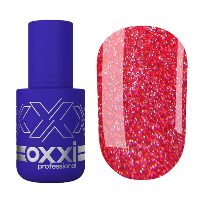 

Гель-лак для нігтів Oxxi Professional 204 Світлий червоний з дрібними голографічними блискітками, 10 мл