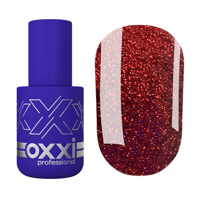 

Гель-лак для нігтів Oxxi Professional 354 Винне бордо з червоними блискітками, 10 мл