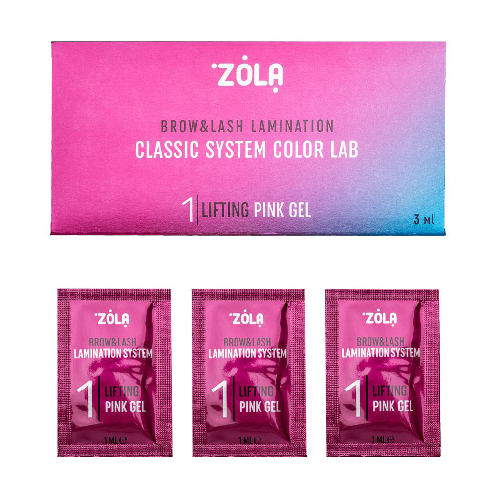 

Набір для ламінування брів та вій Zola Brow & Lash Lamination Classic System Color Lab 01 Lifting Pink Gel, 3*1 мл