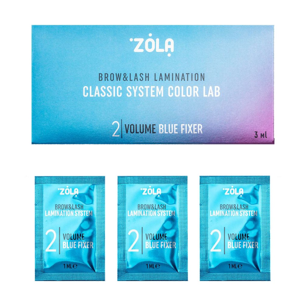 

Уцінка! Набір для ламінування брів та вій Zola Brow & Lash Lamination Classic System Color Lab 02 Volume Blue Fixer, 3*1 мл