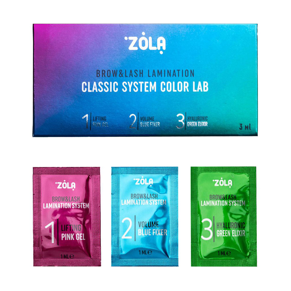 

Набір для ламінування брів та вій Zola Brow & Lash Lamination Classic System Color Lab Step 1, 2, 3, 3*1 мл