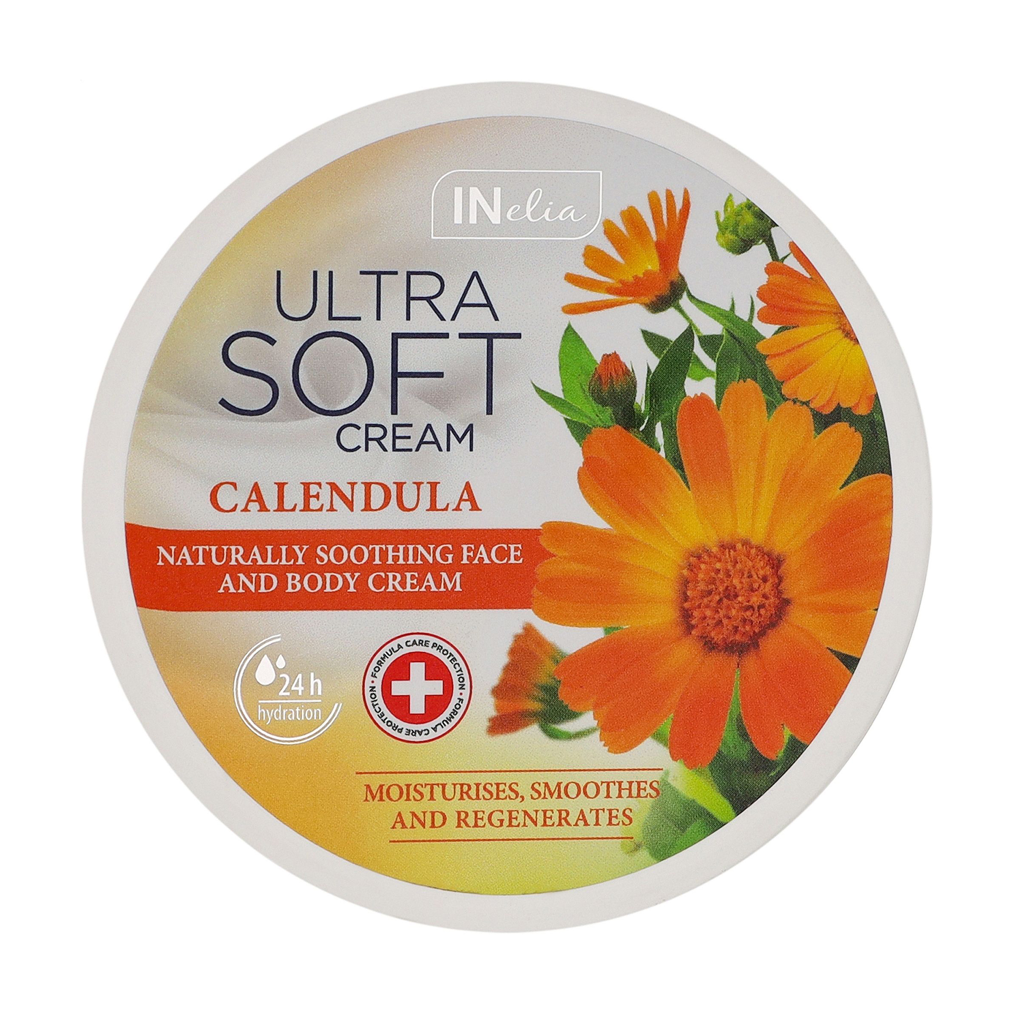 

Заспокійливий крем для обличчя та тіла Revers Cosmetics Inelia Ultra Soft Cream Calendula Naturally Soothing Face & Body Cream, 200 мл