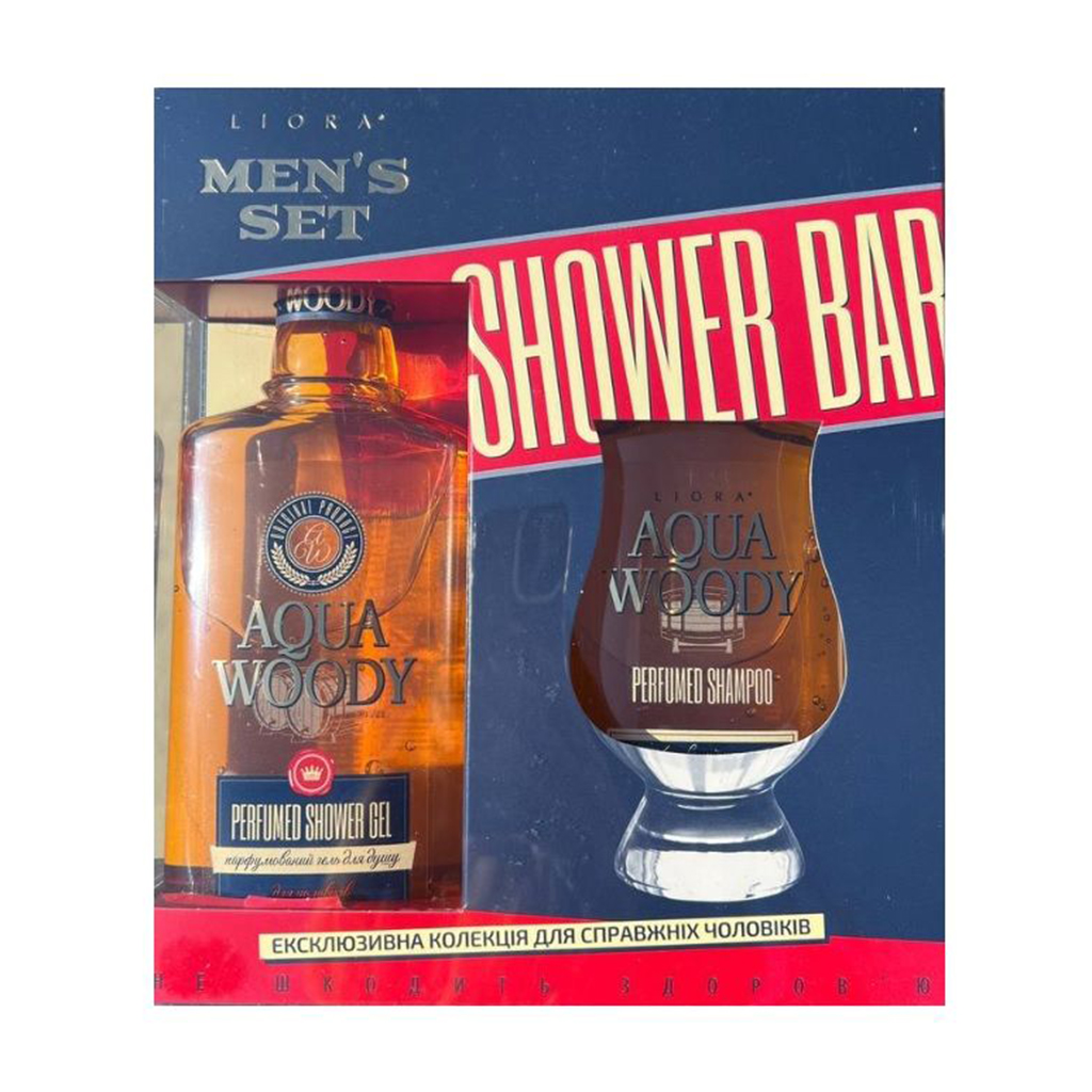 

Уцінка! Чоловічий набір косметичний для тіла Liora Men's Set Shower Bar Aqua Woody (парфумований гель для душу, 250 мл + парфумований шампунь, 250 мл)