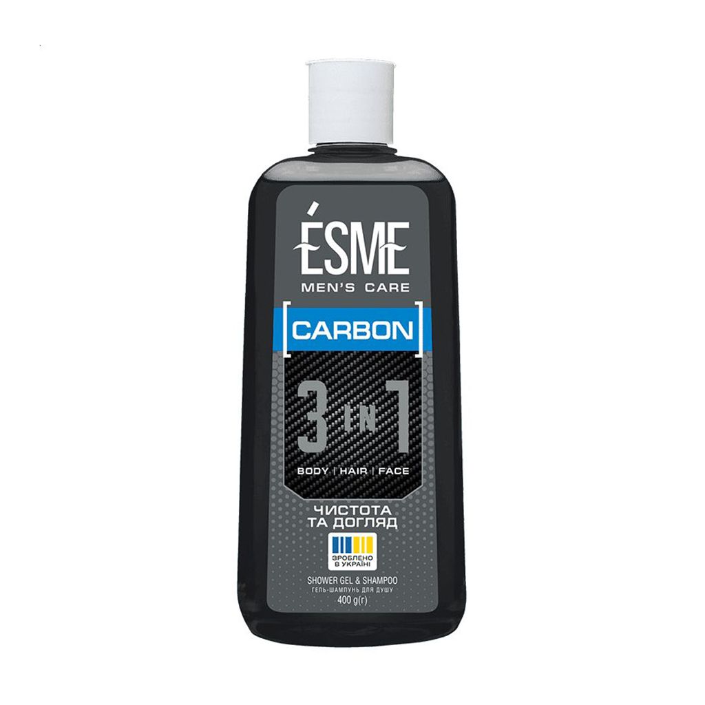 

Уцінка! Чоловічий гель-шампунь для душу ESME Men's Care Carbon 3 In 1 Shower Gel & Shampoo Чистота та догляд, 400 г