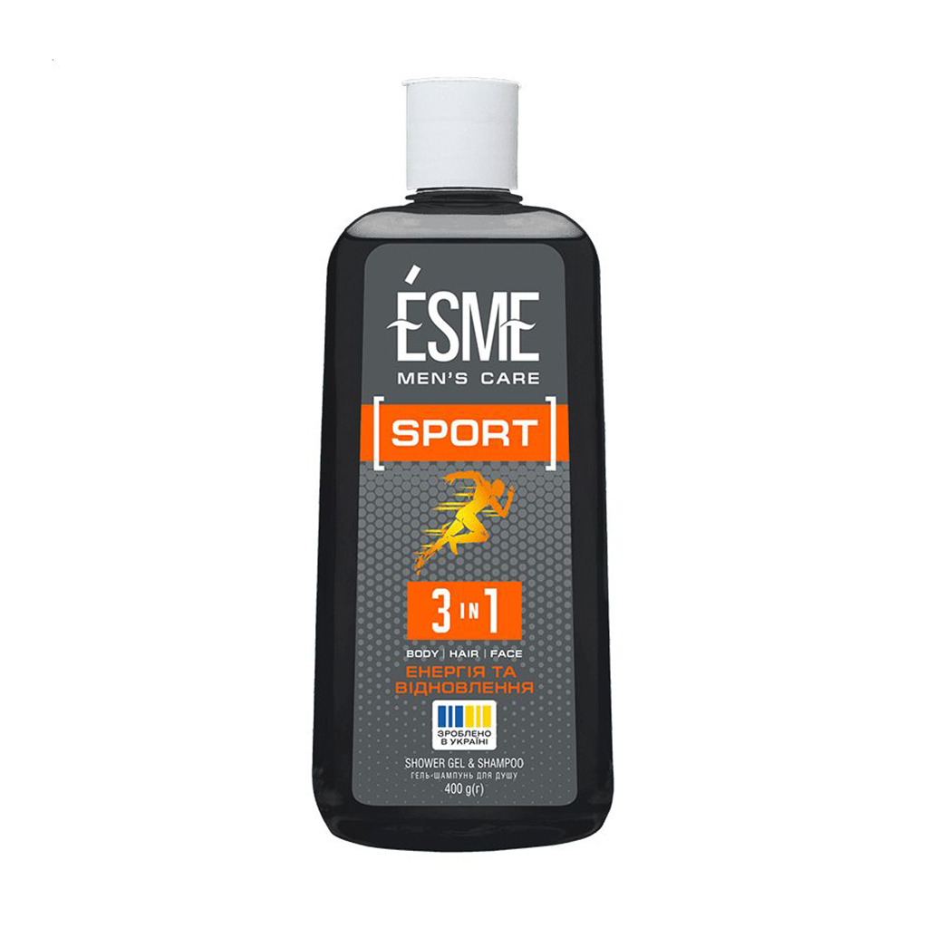 

Чоловічий гель-шампунь для душу ESME Men's Care Sport 3 In 1 Shower Gel & Shampoo Енергія та відновлення, 400 г