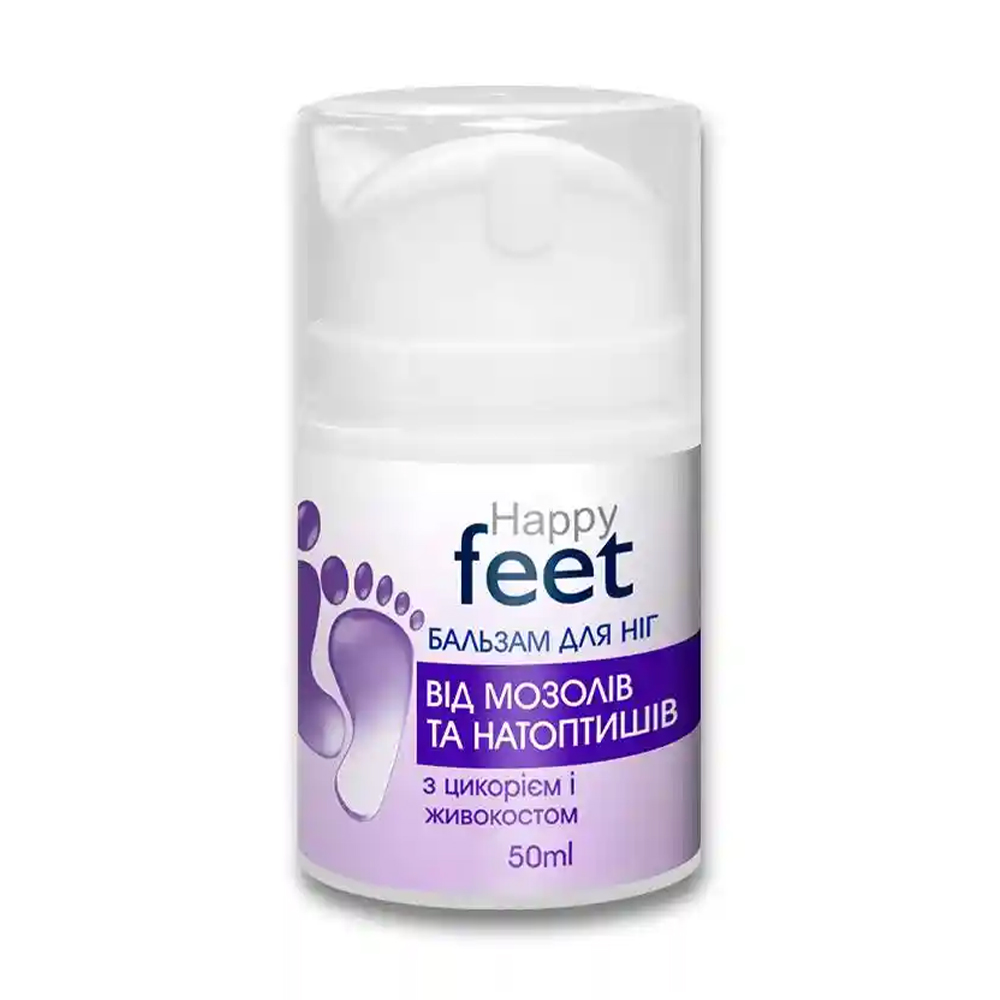 

Бальзам для ніг Happy Feet від мозолів та натоптишів, з цикорієм і живокостом, 50 мл