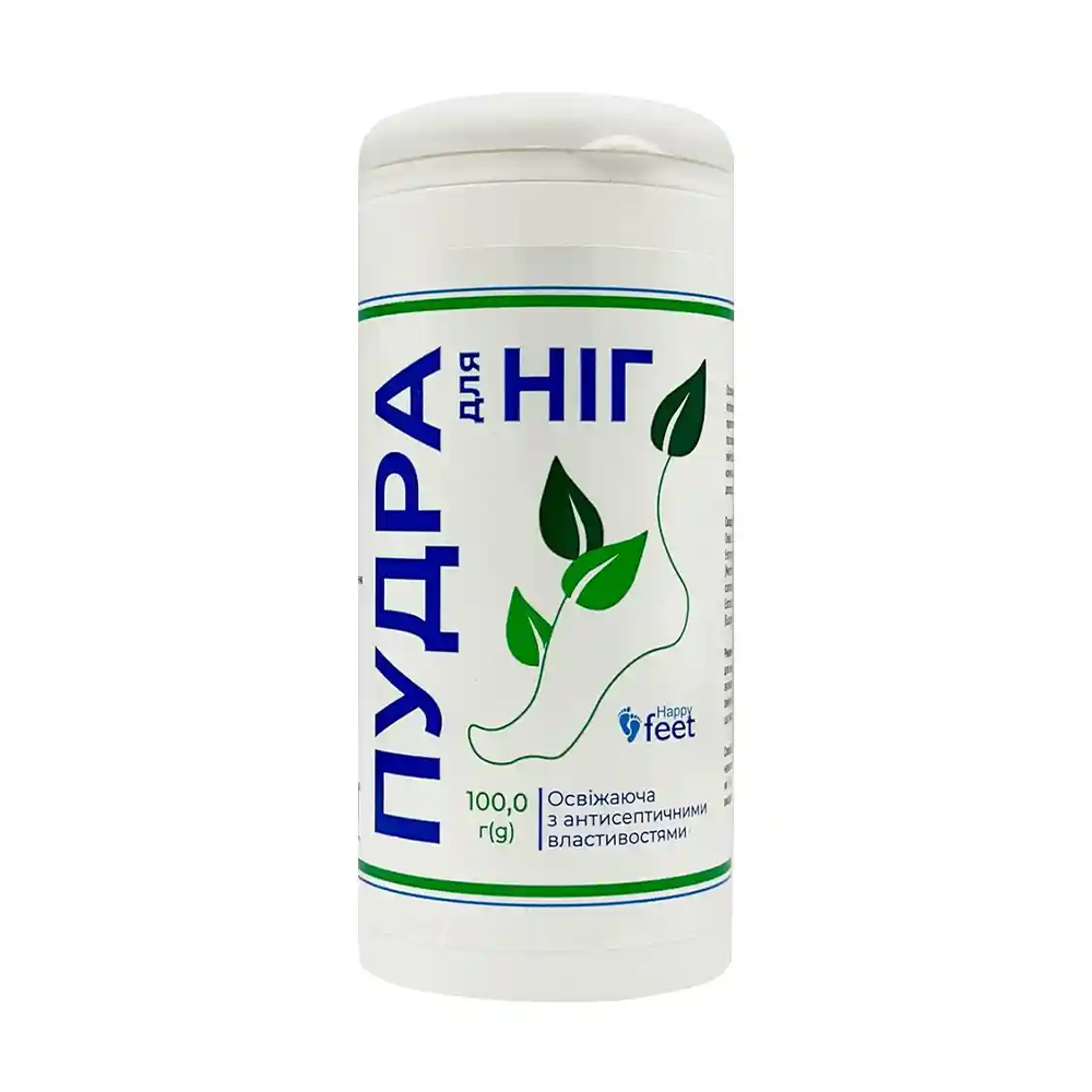 

Освіжальна пудра для ніг Happy Feet з антисептичними властивостями, 100 г
