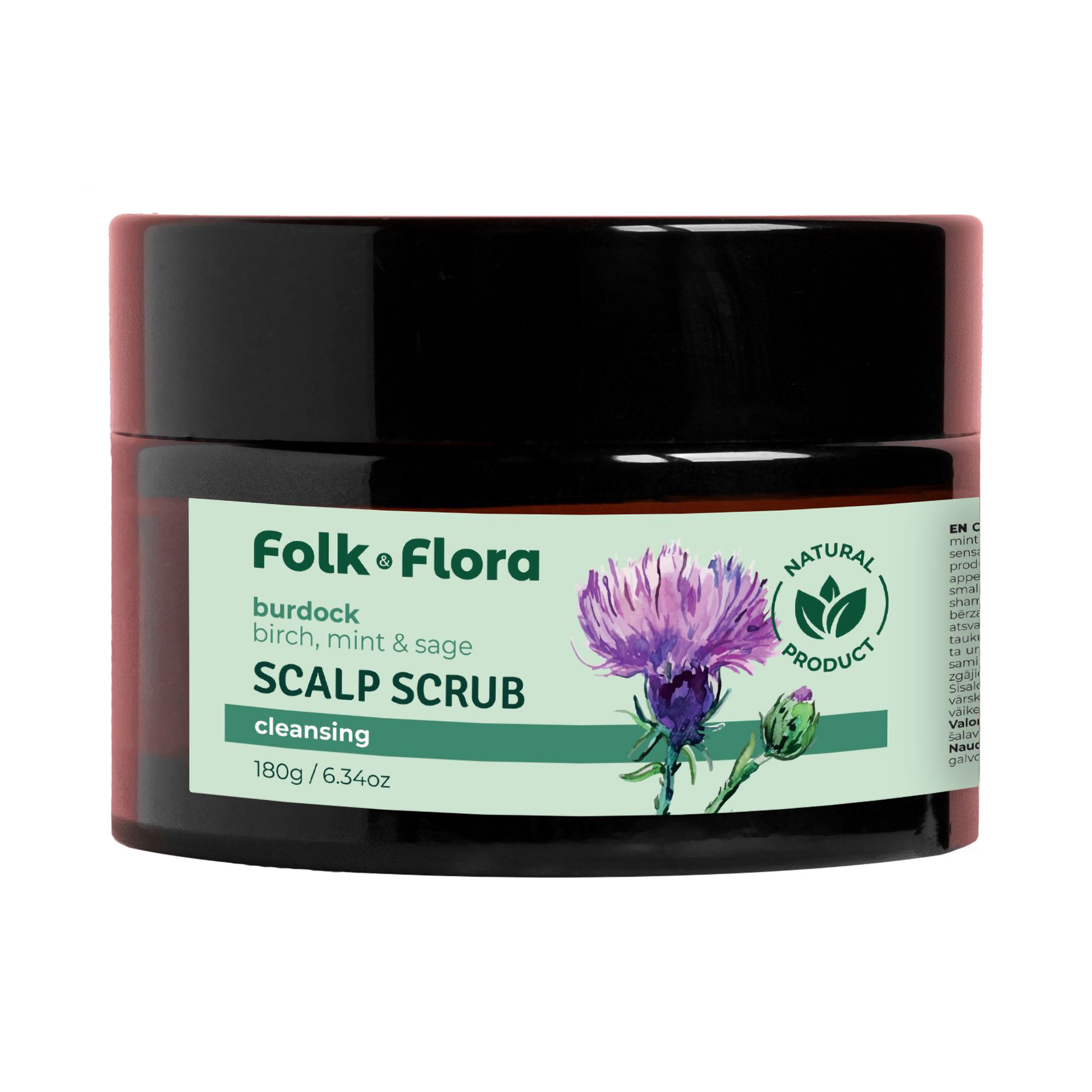 

Скраб для шкіри голови Folk & Flora Scalp Scrub Реп'ях, 180 г