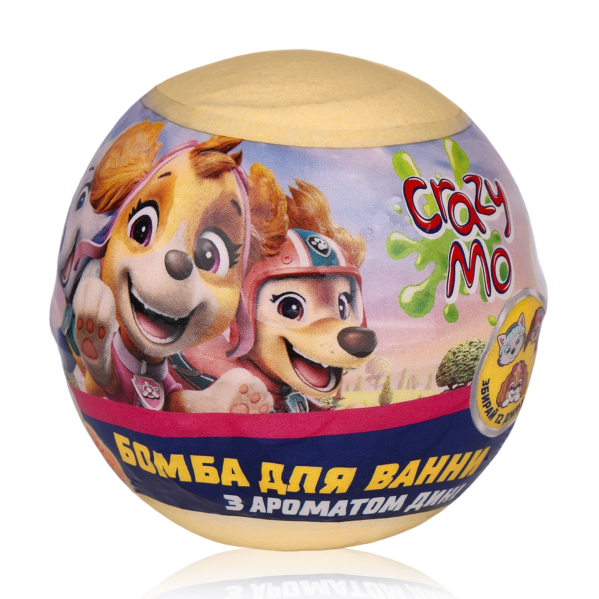 

Бомби шипучі для ванни Crazy Mo Щенячий патруль з джибітсом, з сюрпризом, з ароматом дині 140 г