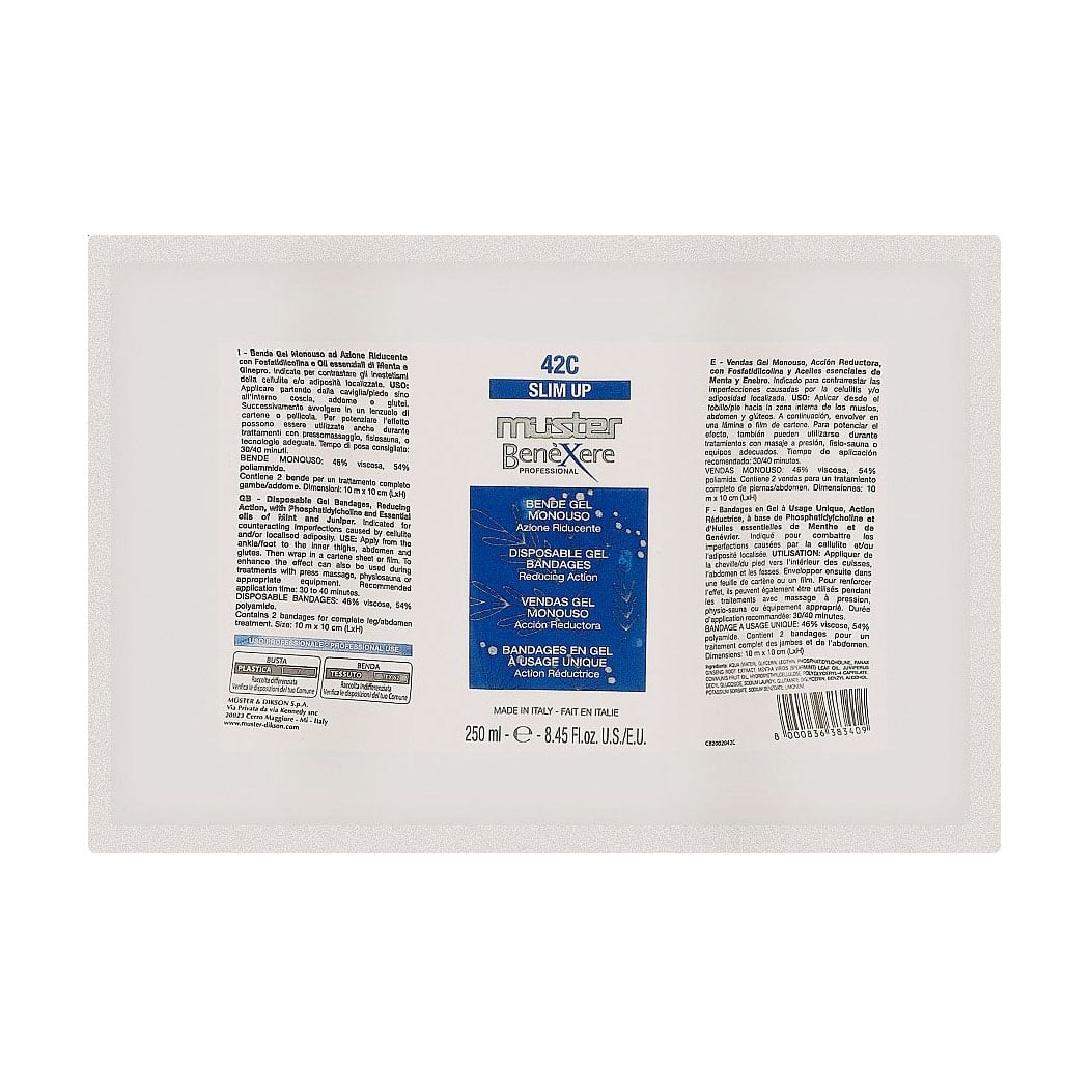

Антицелюлітне бандажне обгортання для тіла Muster Benexere Professional Slim Up 42C, 250 мл