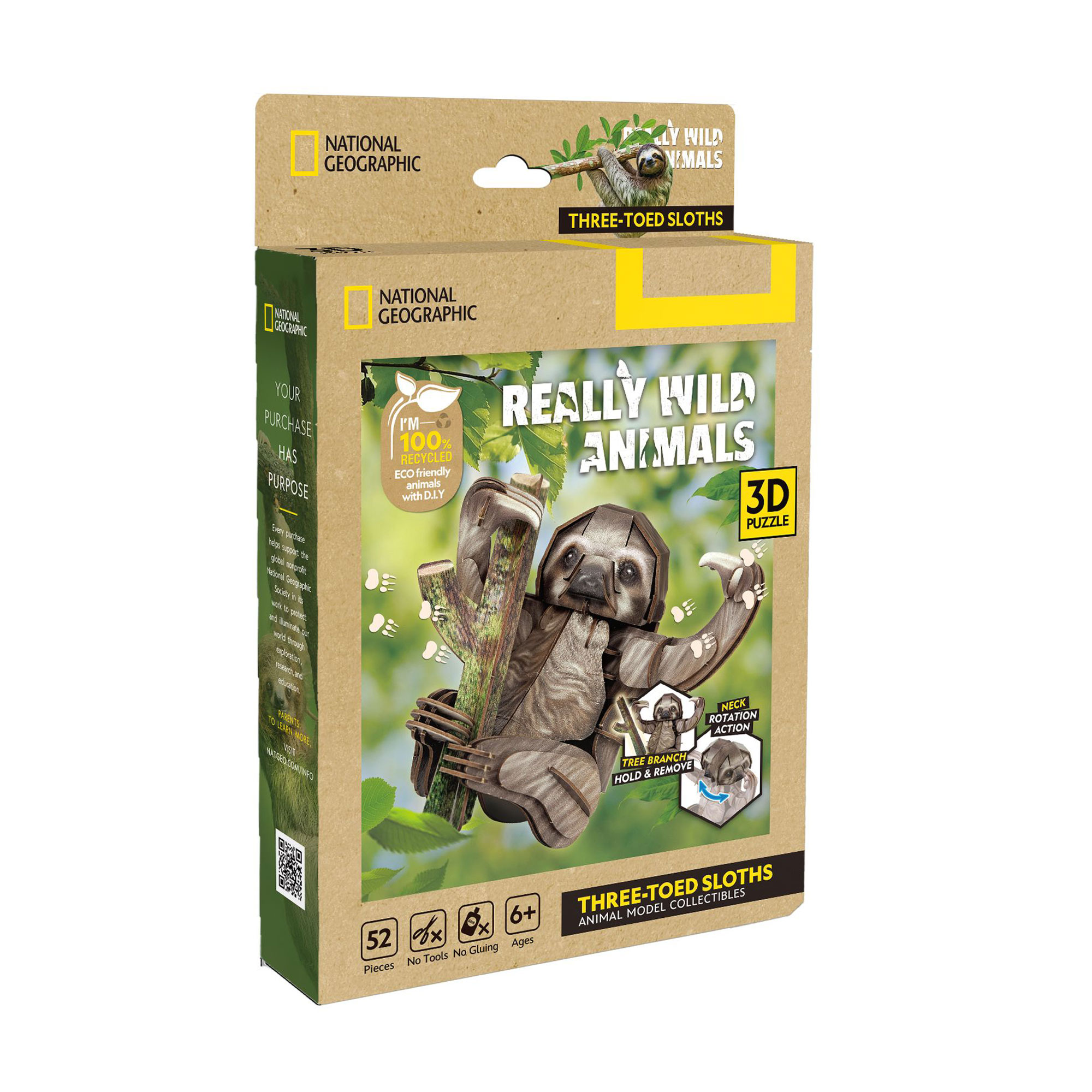 

3D-конструктор CubicFun Дикі тварини Лінивець, від 6 років, 8.5*7.7*9.5 см, 52 деталі (DS1175h)