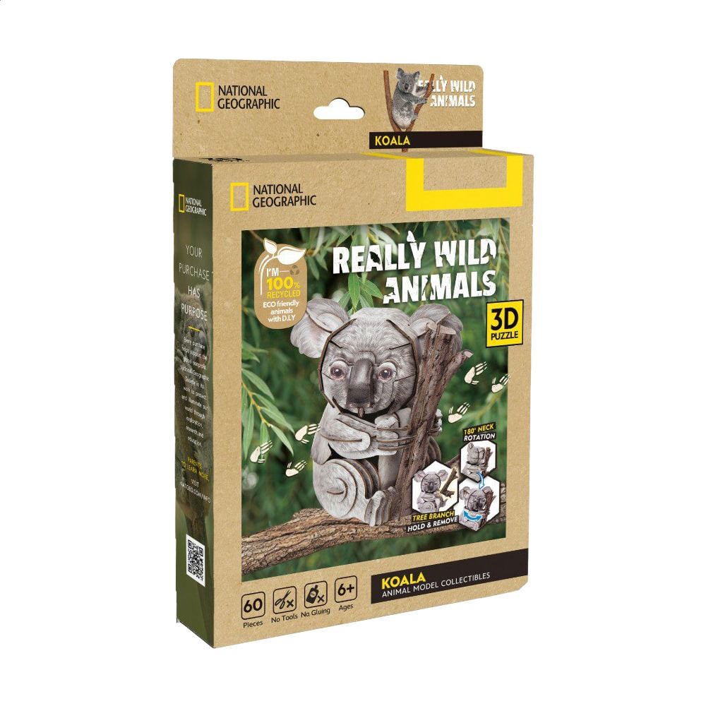

Тривимірна головоломка-конструктор CubicFun Дикі тварини Коала, від 6 років, 8*7.5*8.6 см, 60 деталей (DS1176h)