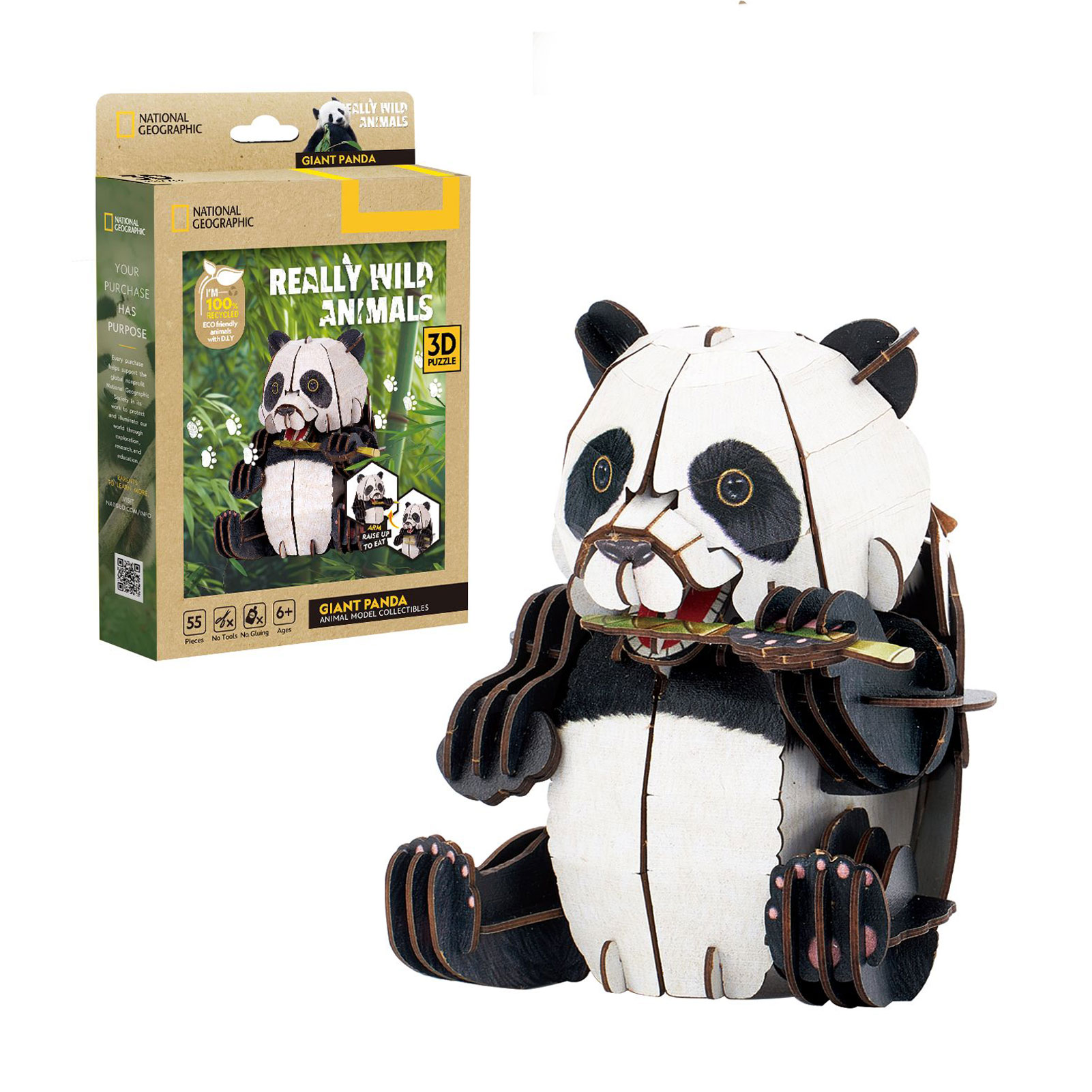 

Тривимірна головоломка-конструктор CubicFun Дикі тварини Панда, від 6 років, 8.2*7.4*6.3 см, 55 деталей (DS1181h)