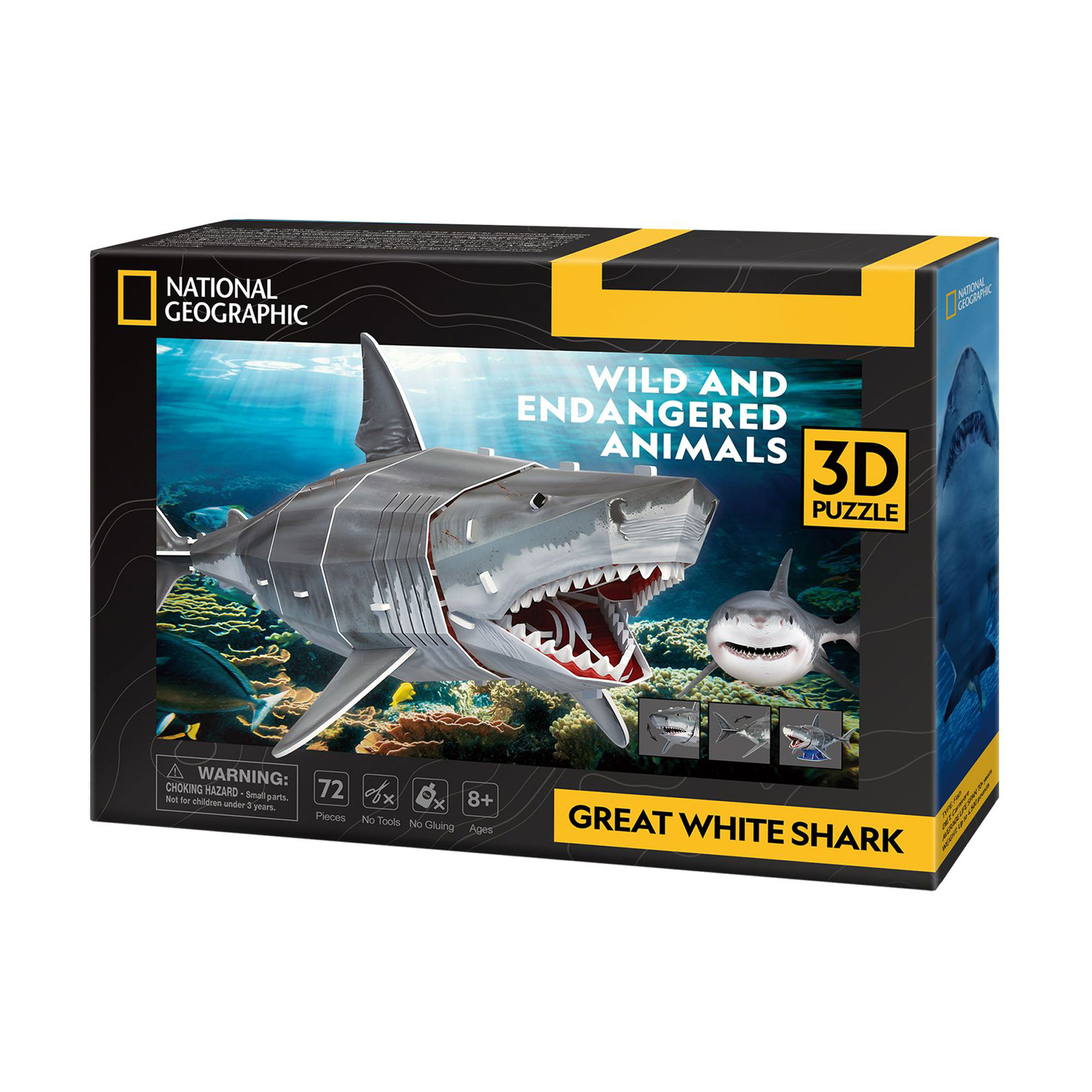 

3D-конструктор CubicFun Зникаючі тварини Велика біла акула, від 8 років, 38*13.2*14.7 см, 72 деталі (DS1098h)