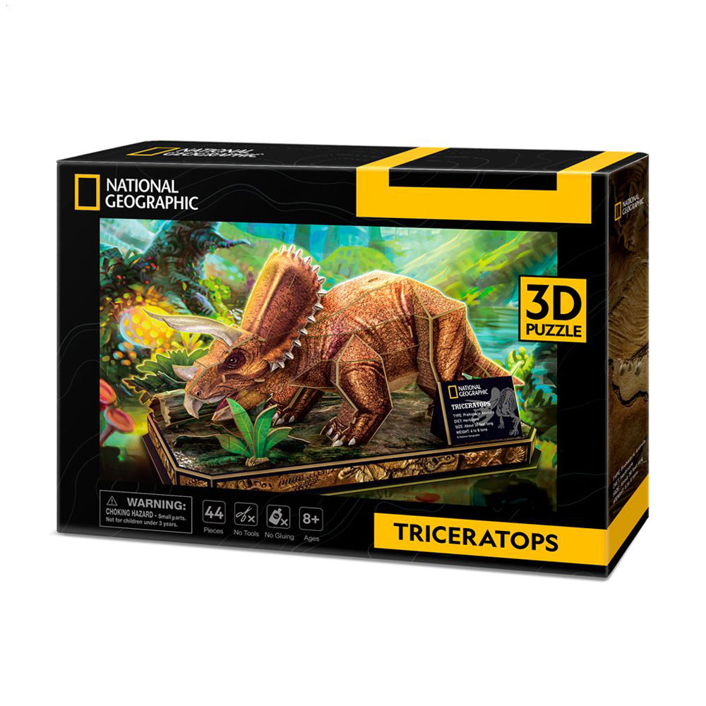 

3D-конструктор CubicFun National Geographic Dino Трицератопс, від 8 років, 39*16.5*18 см, 44 деталі (DS1052h)
