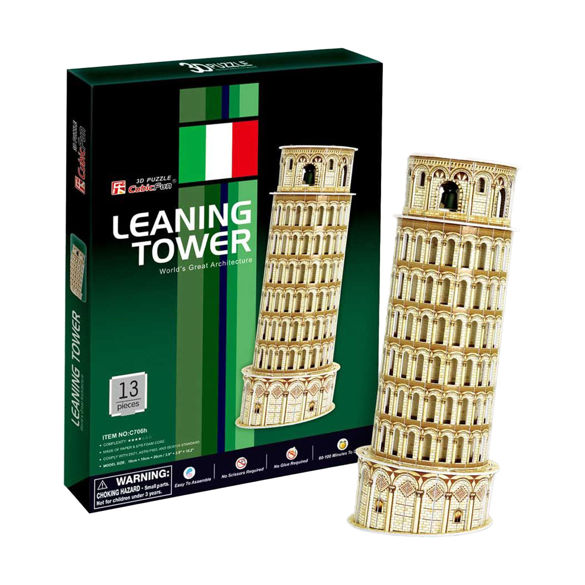 

Тривимірна головоломка-конструктор CubicFun Міні Пізанська вежа, від 4 років, 10*10*26 см, 13 деталей (S3008h)