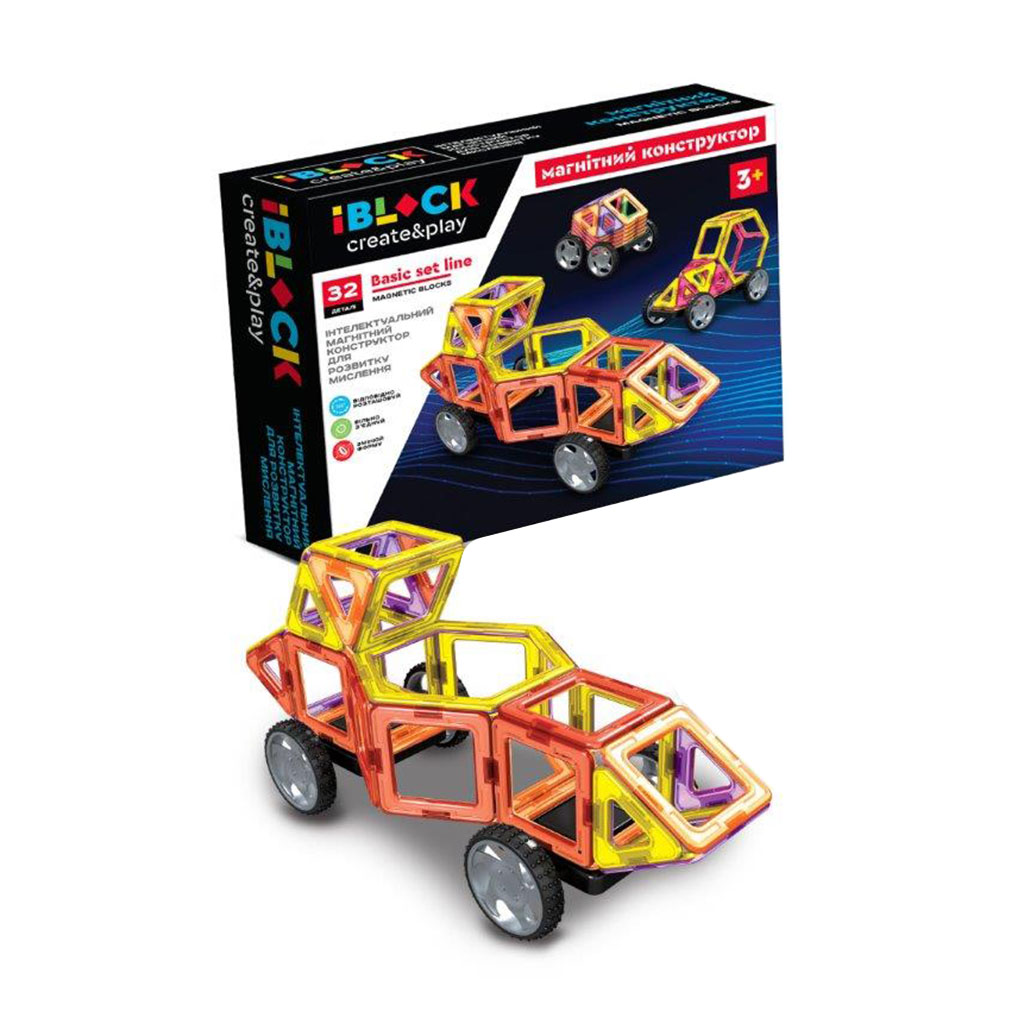 

Магнітний конструктор iBlock Create & Play, від 3 років, 32 деталі (PL-923-528)