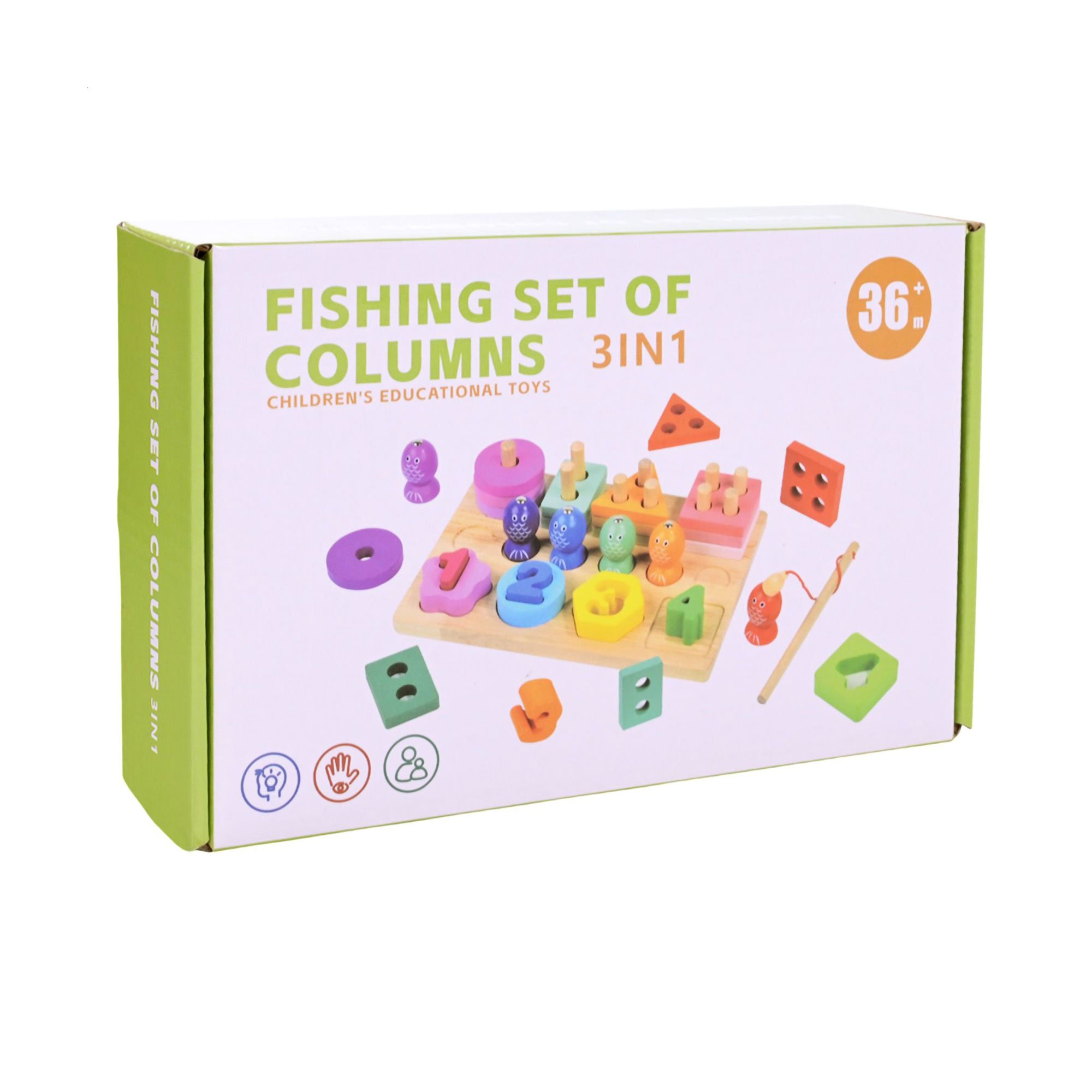 

Дитяча розвиваюча пірамідка-сортер Shantou Jinxing Fishing Set Of Columns 3 In 1, від 3 років (C9416)
