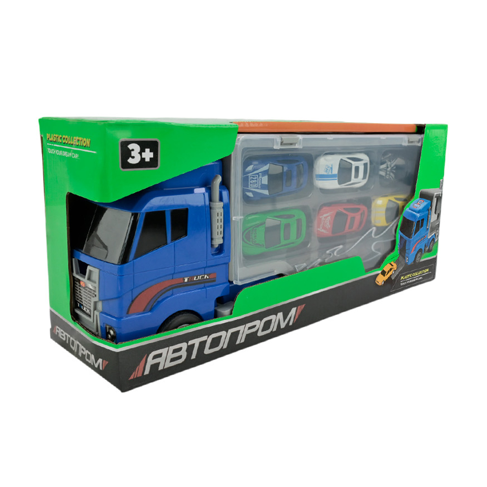 

Ігровий набір Автопром Трейлер з машинками, у коробці, від 3 років, 34.5*14.9*9.5 см, 7 шт (PS006-1)