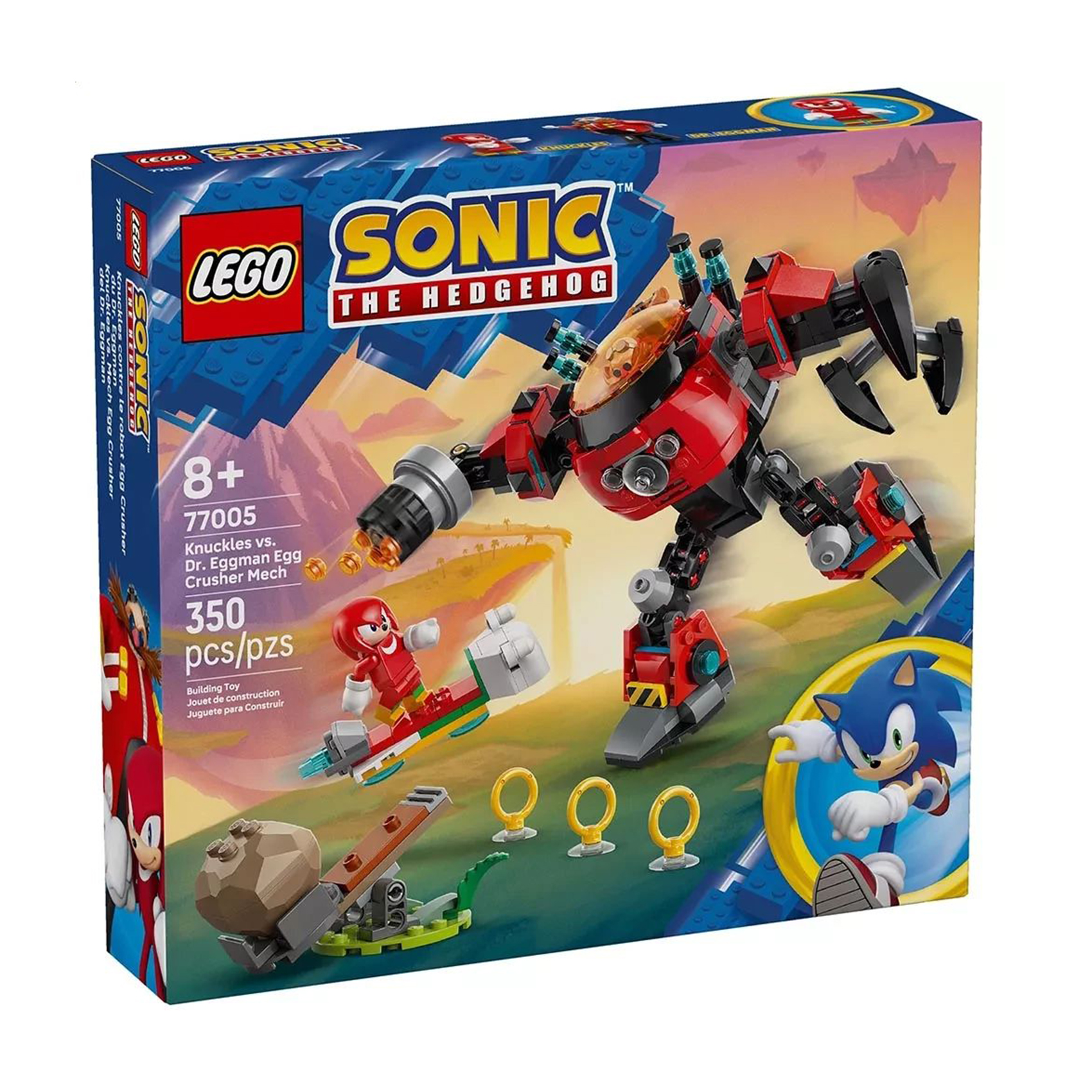 

Конструктор LEGO Sonic the Hedgehog Knuckles против Dr. Eggman Egg Crusher Mech, 350 деталей, від 8 років (77005)