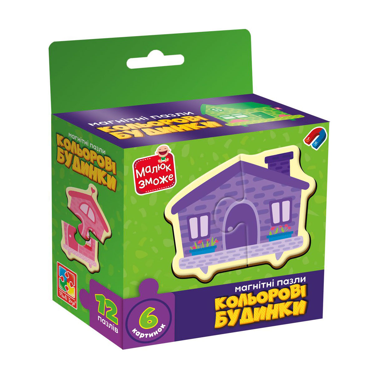 

Магнітні пазли Vladi Toys Кольорові будинки, від 3 років, 12 деталей (VT1733-03)