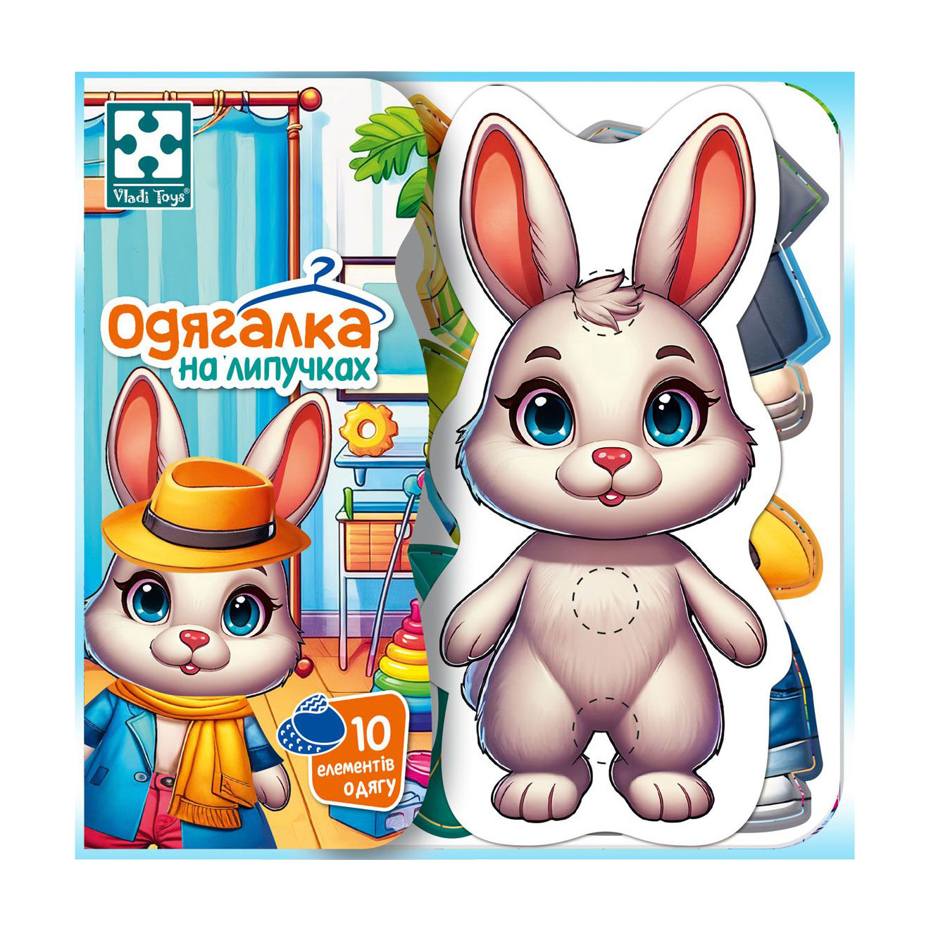 

Розвивальна гра Vladi Toys Зайчик, з липучками, від 3 років, 10 деталей (VT1320-04)