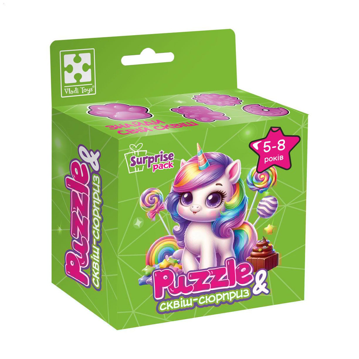 

Пазли Vladi Toys Єдиноріжка 2, із сюрпризом та сквішем, 22*23 см, від 5 років, 180 деталей (VT8030-02)