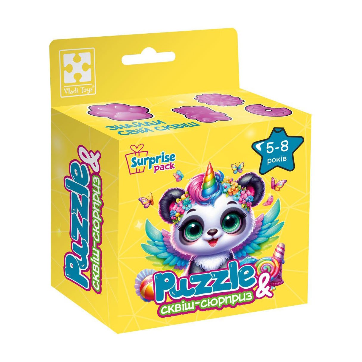 

Пазли Vladi Toys Панда-єдиноріжка, із сюрпризом та сквішем, 22*23 см, від 5 років, 180 деталей (VT8030-09)