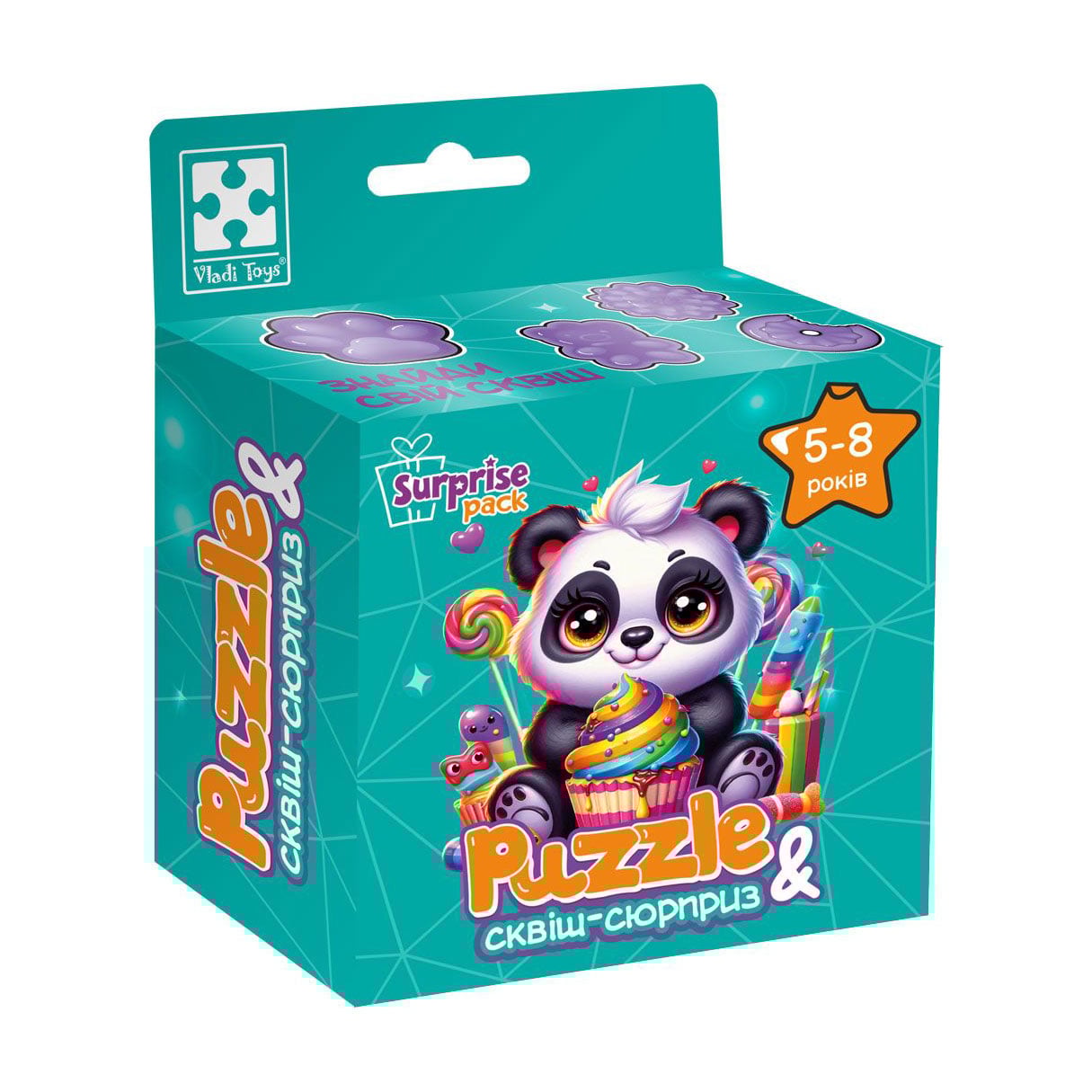

Пазли Vladi Toys Панда, із сюрпризом та сквішем, 22*23 см, від 5 років, 180 деталей (VT8030-08)