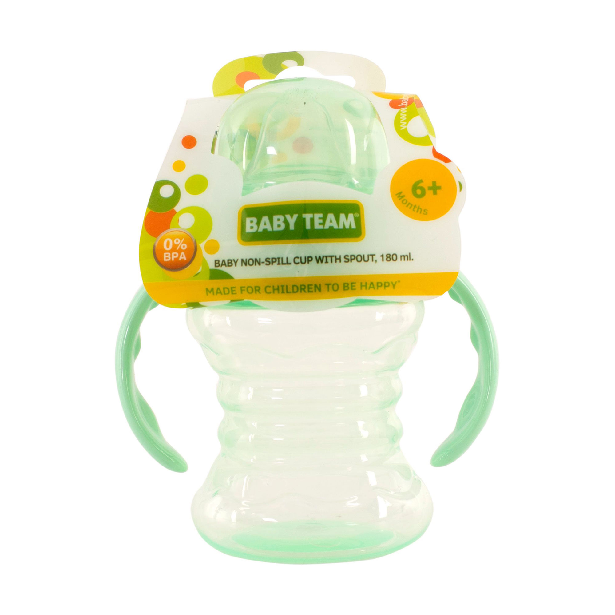 

Дитячий поїльник-непроливайка Baby Team зі спаутом та ручками, від 6 місяців, м'ятний, 180 мл (5022_м'ятний)