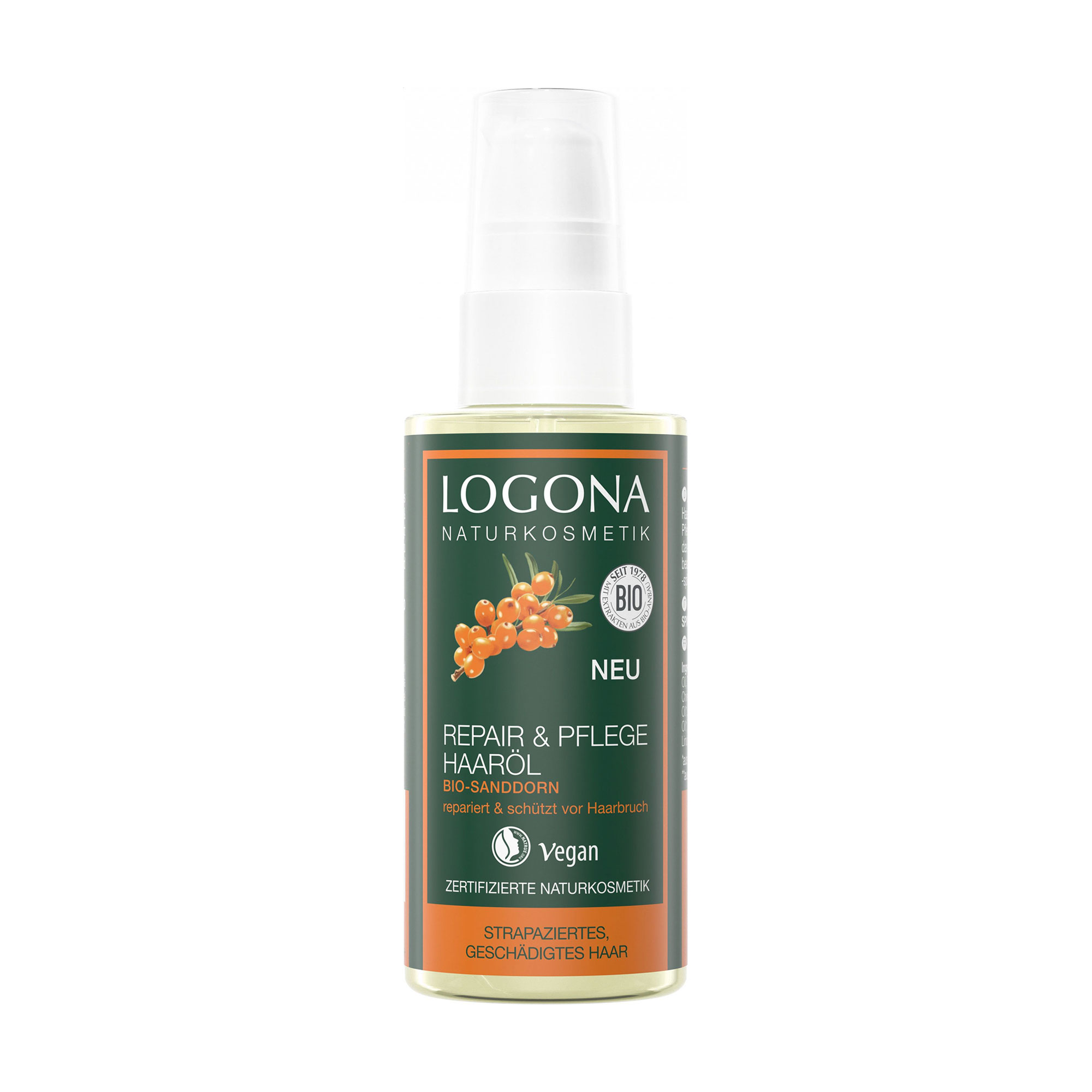 

Біоолія-реконструкція для волосся Logona Repair & Care Hair Oil Обліпиха, 75 мл