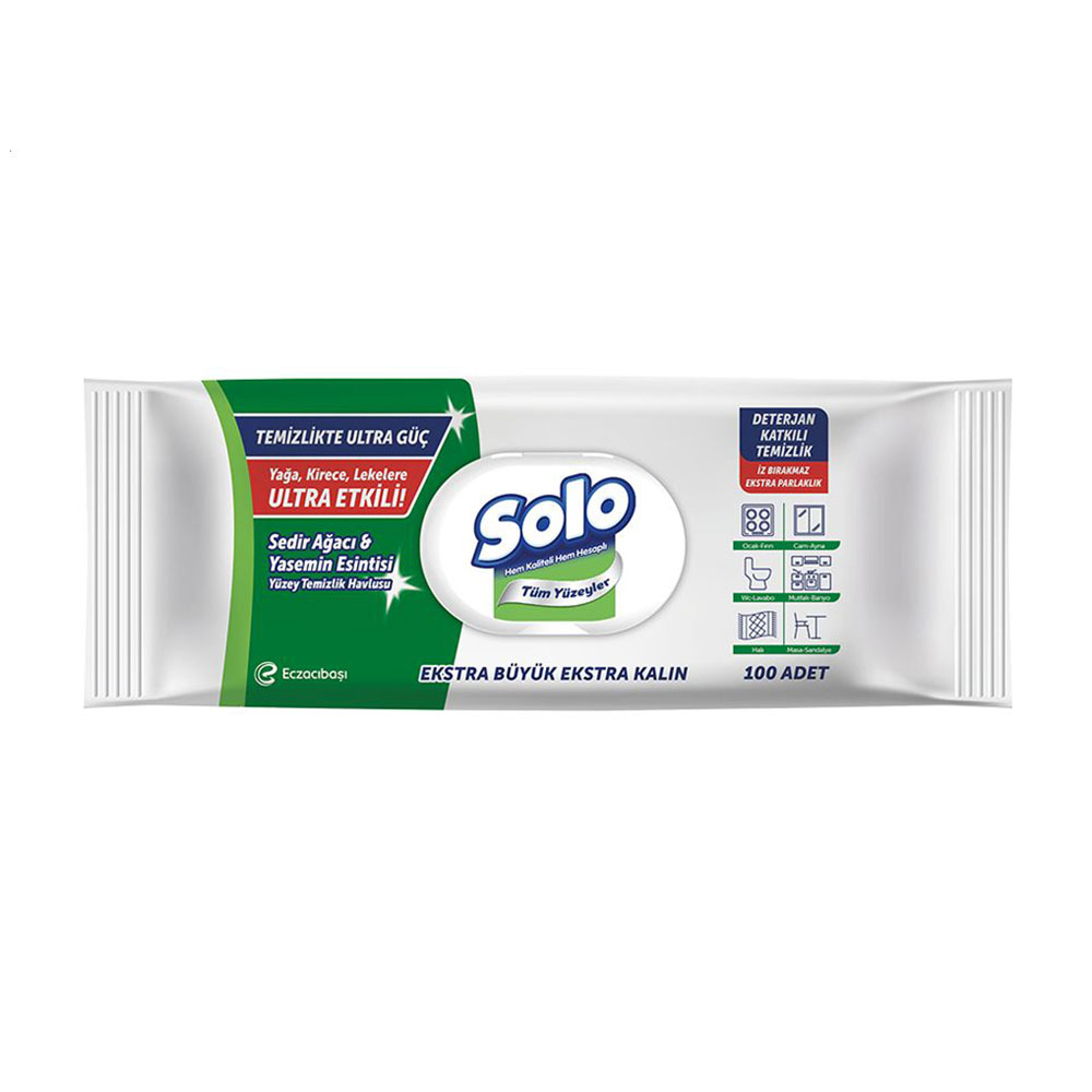 

Вологі серветки для прибирання Solo Ultra Power Кедр та жасмин, 100 шт