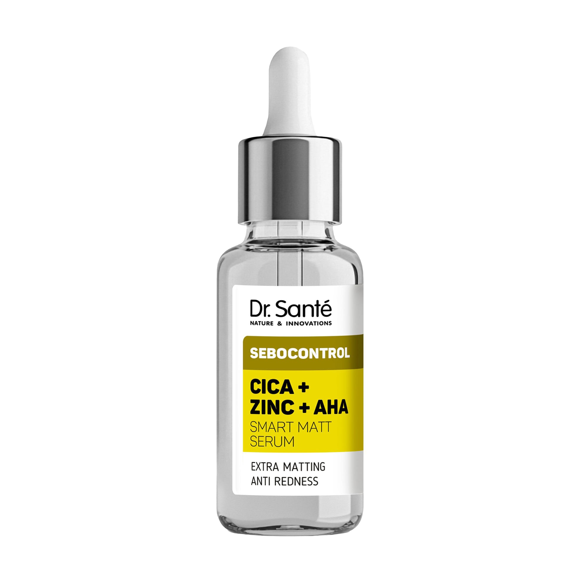 

Активна матувальна сироватка для обличчя Dr. Sante Sebocontrol Cica + Zinc + AHA Smart Matt Serum, 30 мл