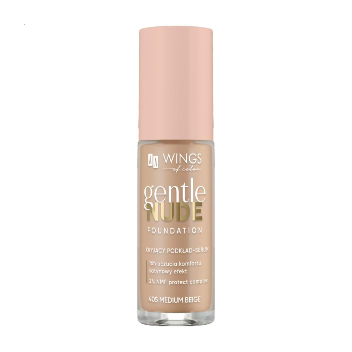 

Тональний основа-сироватка для обличчя AA Wings of Color Gentle Nude Foundation Covering Foundation-Serum, 405 Medium Beige, 30 мл