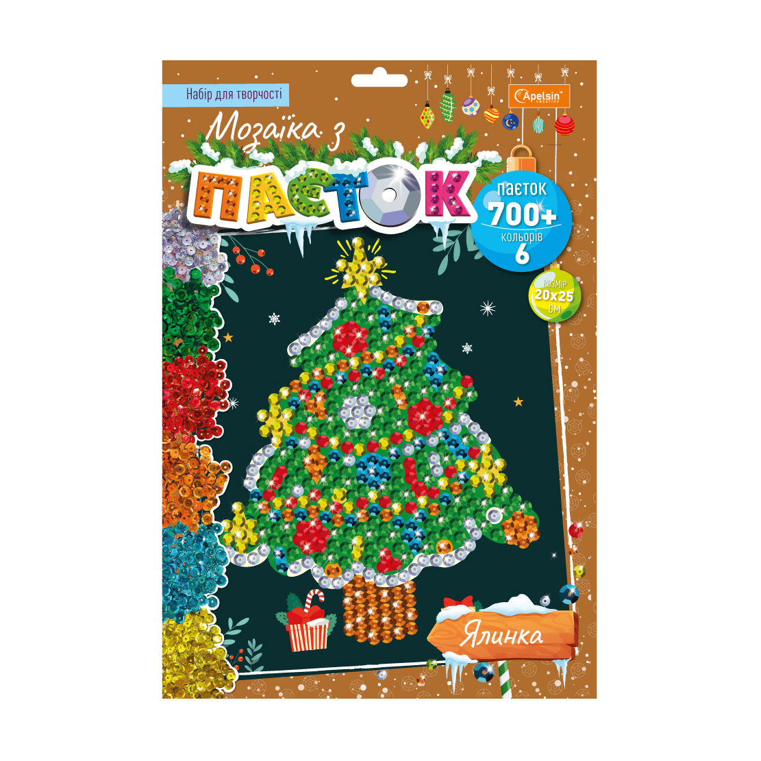 

Набір для творчості Апельсин Мозаїка з паєток Ялинка, від 6 років, 21*31 см (НТ-37-01)