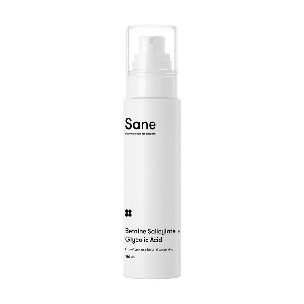 

Спрей для проблемної шкіри тіла Sane Betaine Salicylate + Glycolic Acid, 150 мл