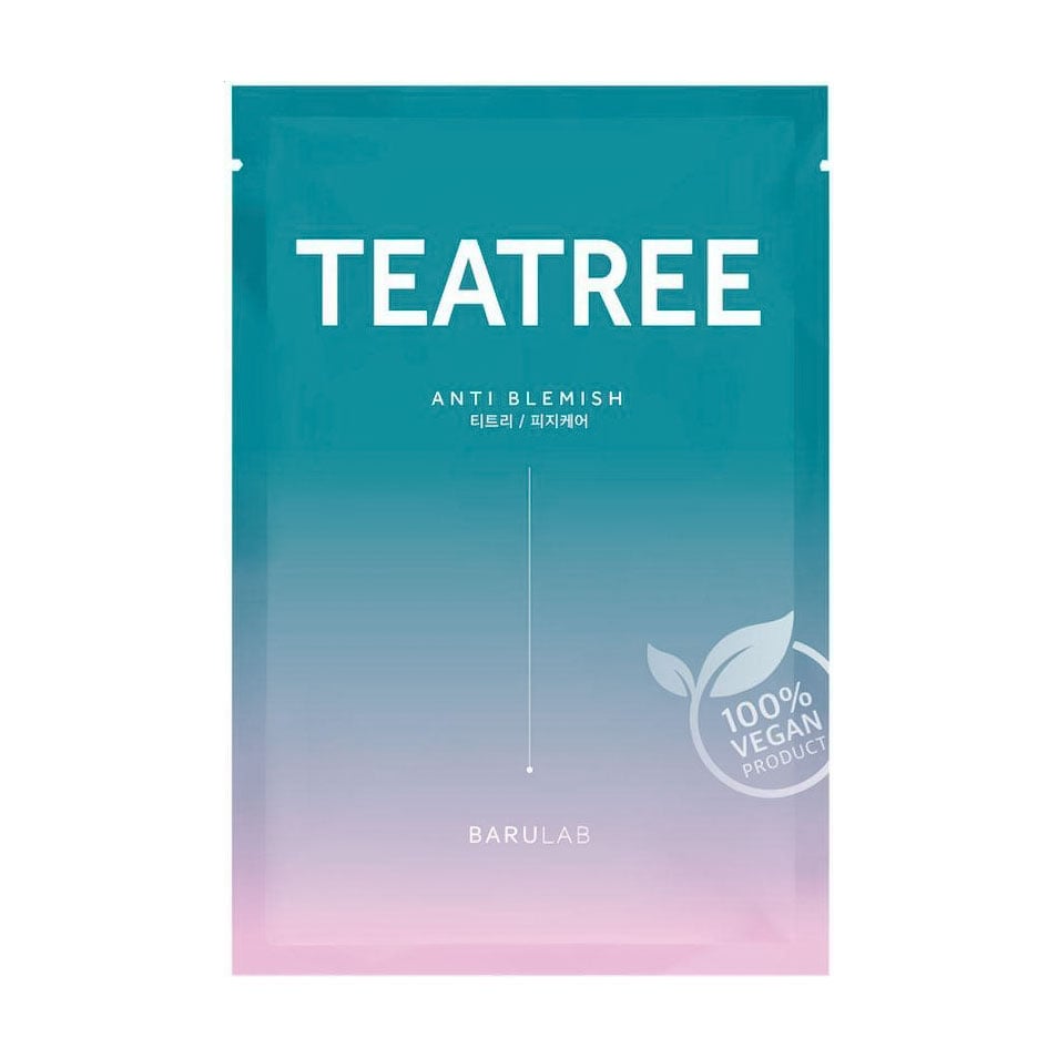 

Тканинна маска для обличчя Barulab The Clean Vegan Tea Tree Mask проти недосконалостей шкіри, з чайним деревом, 23 г