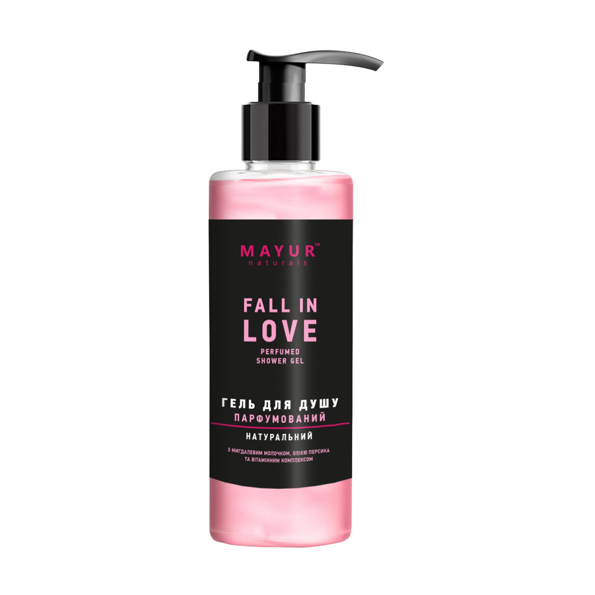 

Парфумований гель для душу Mayur Fall in Love Perfumed Shower Gel з мигдалевим молочком, олією персика та вітамінним комплексом, 500 мл
