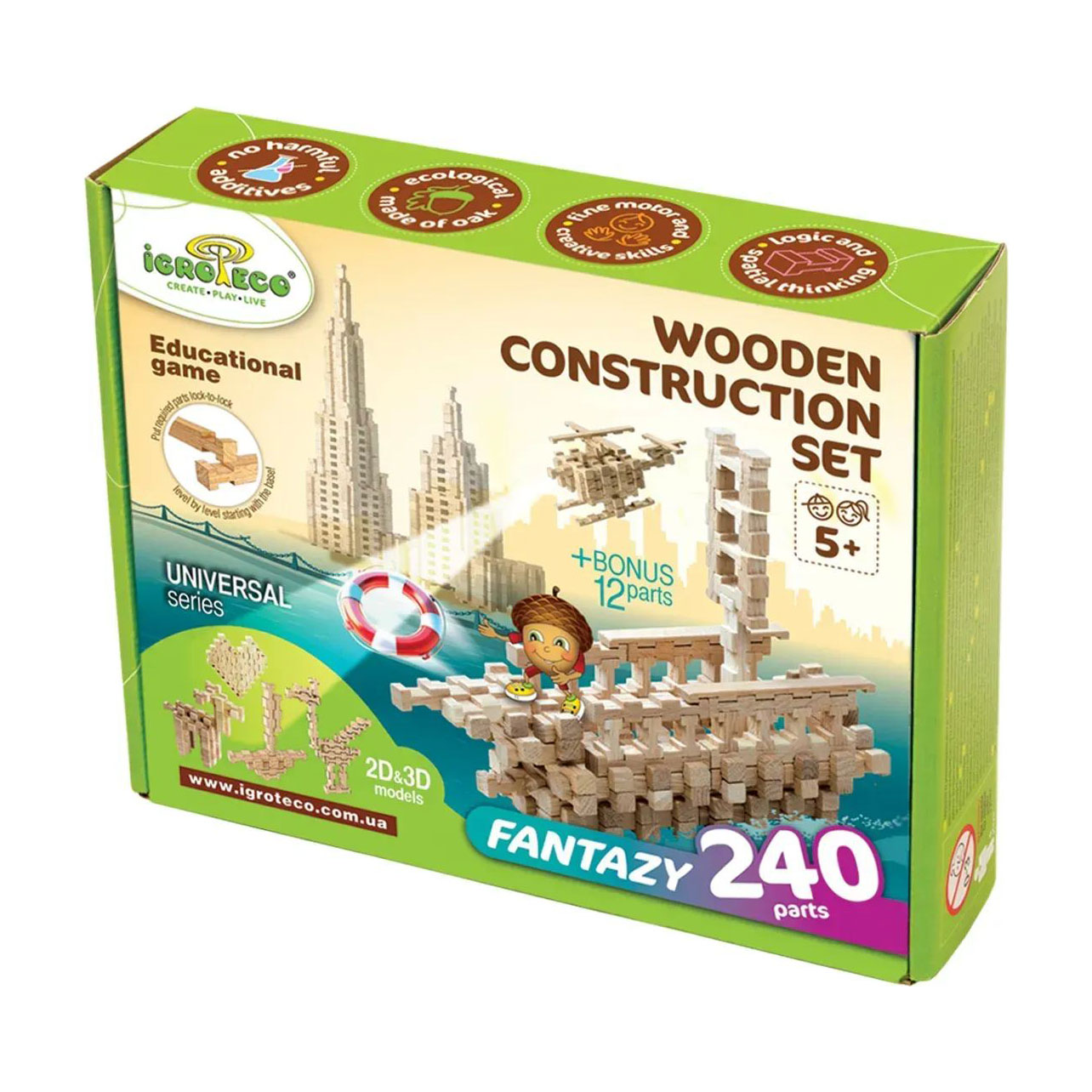 

Дерев'яний конструктор Igroteco Фантазія, 240 деталей, від 5 років (900033)