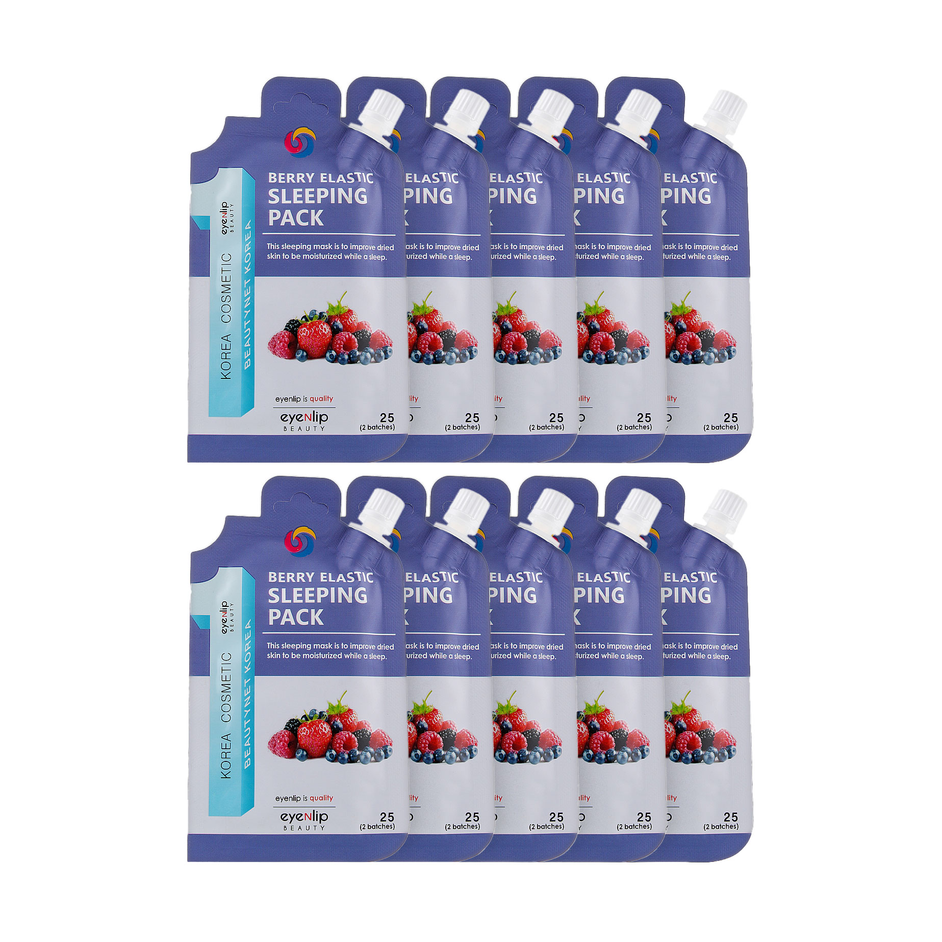 

Нічна маска Eyenlip Spout Pouch Berry Elastic Sleeping Pack для сухої шкіри обличчя, 10*25 г
