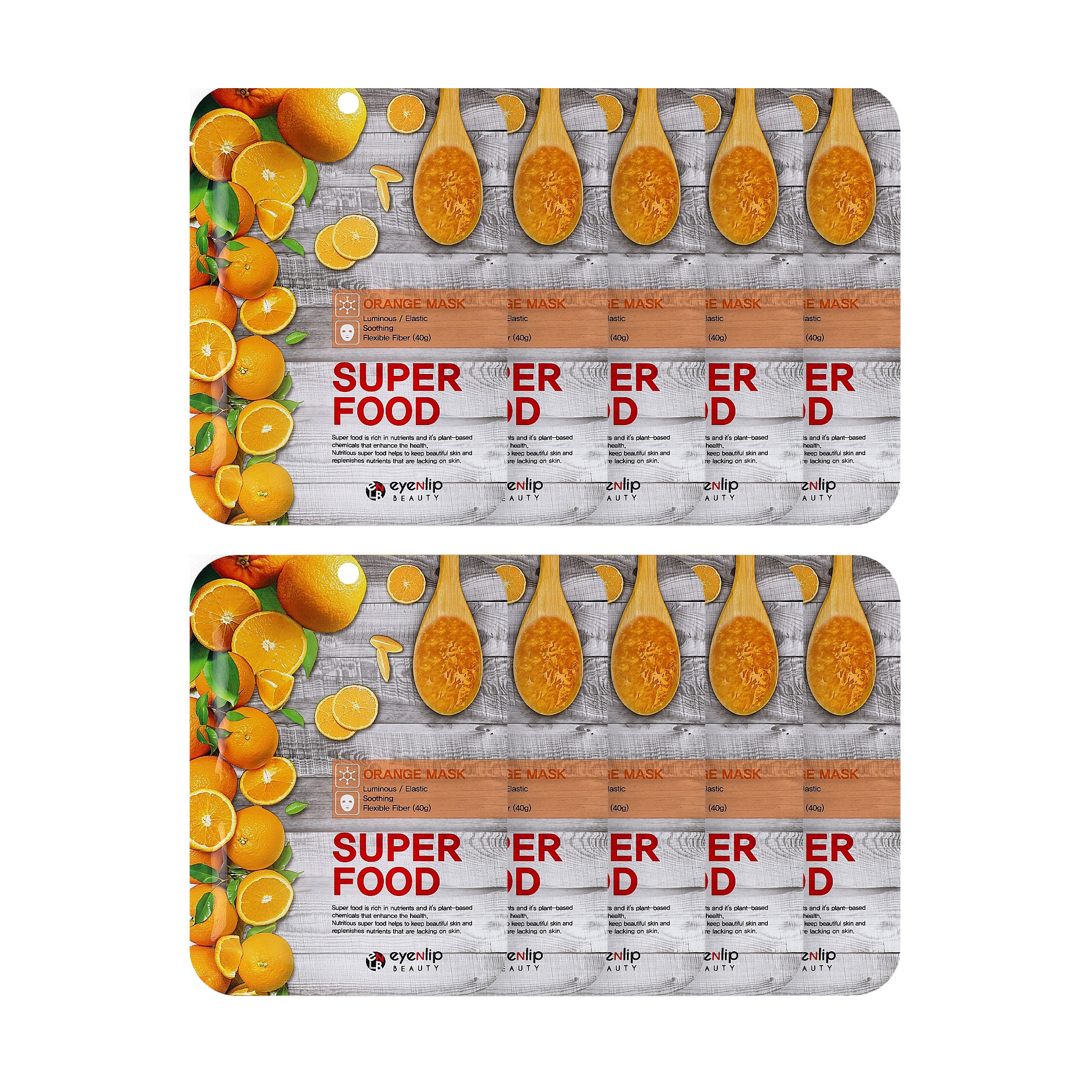 

Тканинна маска для обличчя Eyenlip Super Food Orange Mask з екстрактом апельсина, 10*23 мл