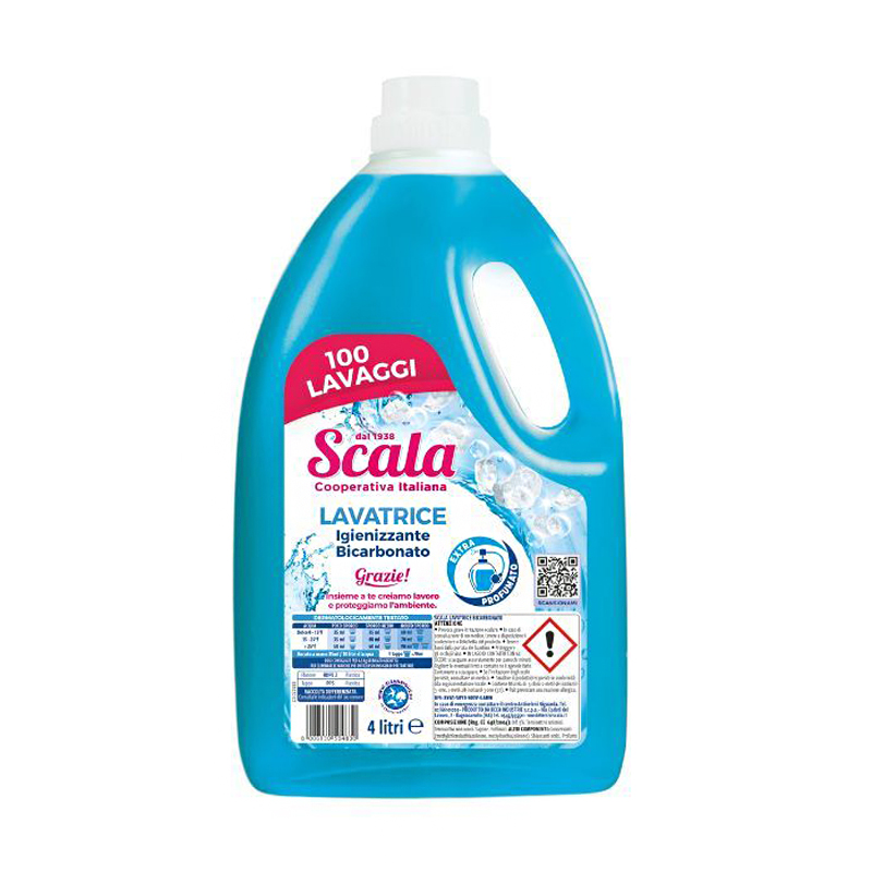 

Гель для прання Scala Lavatrice Igienizzante Бікарбонат натрію, 100 циклів прання, 4 л