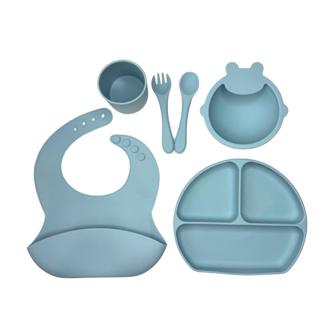 

Дитячий набір посуду Lindo силіконовий, на присосках, сірий, від 4 місяців, 6 предметів (954-2)