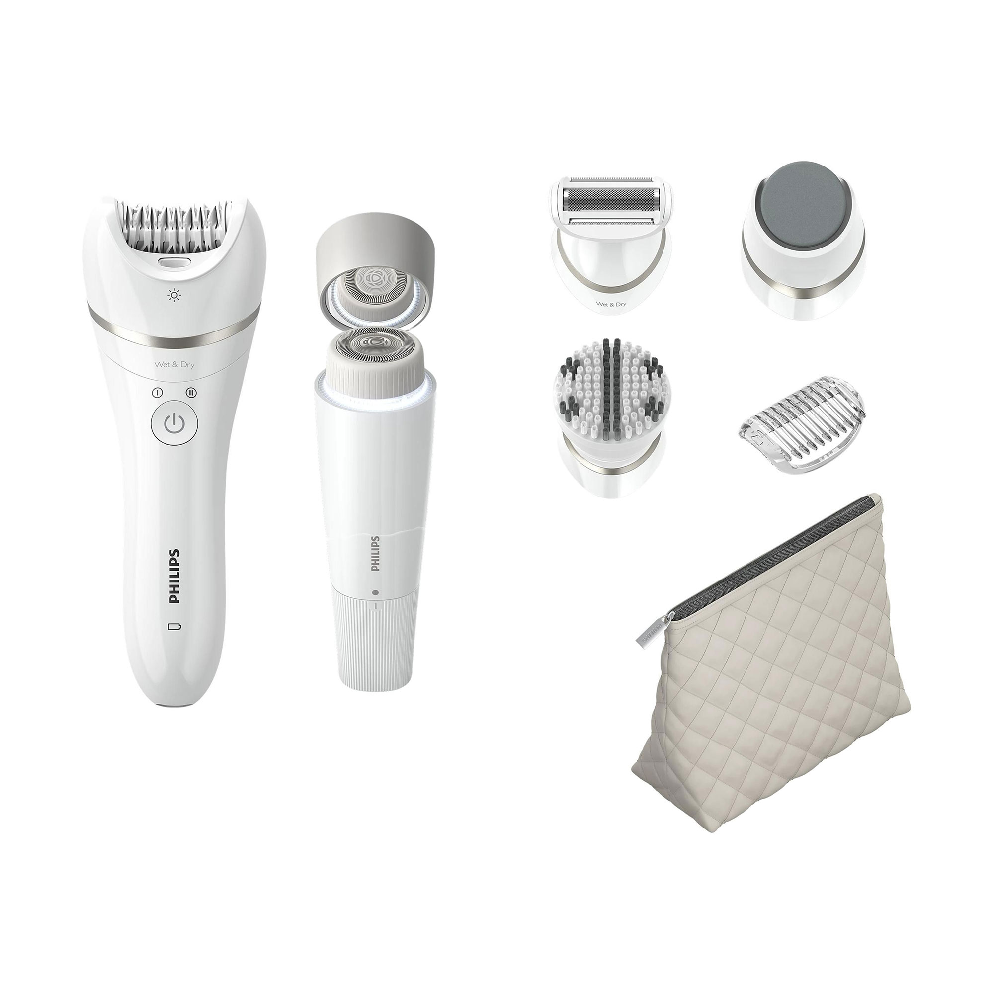 

Епілятор PHILIPS BRE770/92 серії 9000, з косметичкою та насадками, білий